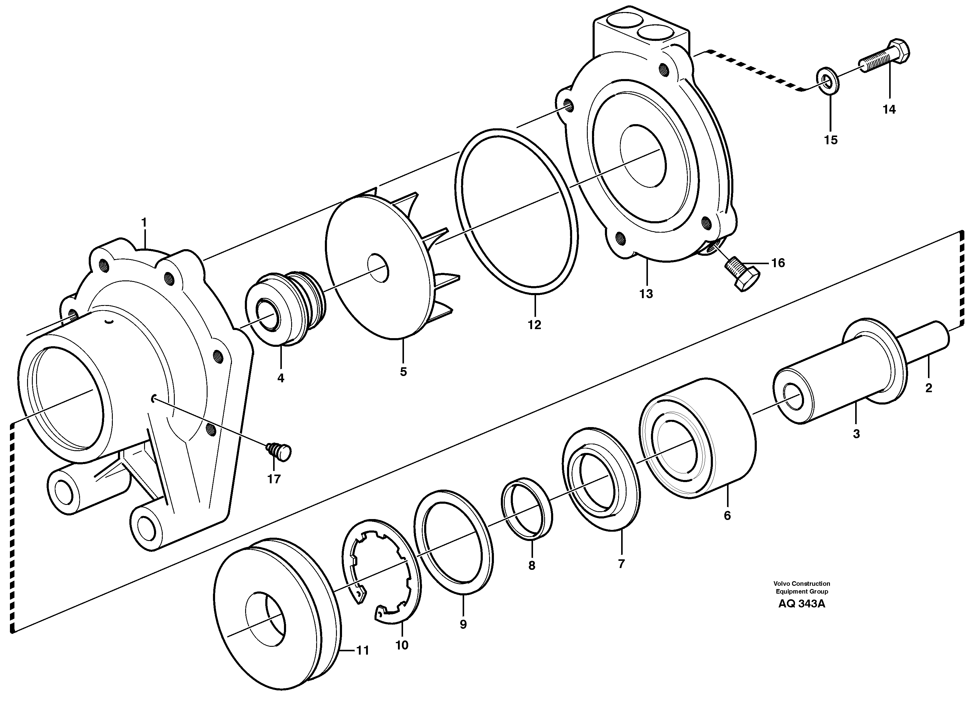 Схема запчастей Volvo L120C - 21873 Водяной насос L120C S/N 11319-SWE, S/N 61677-USA, S/N 70075-BRA