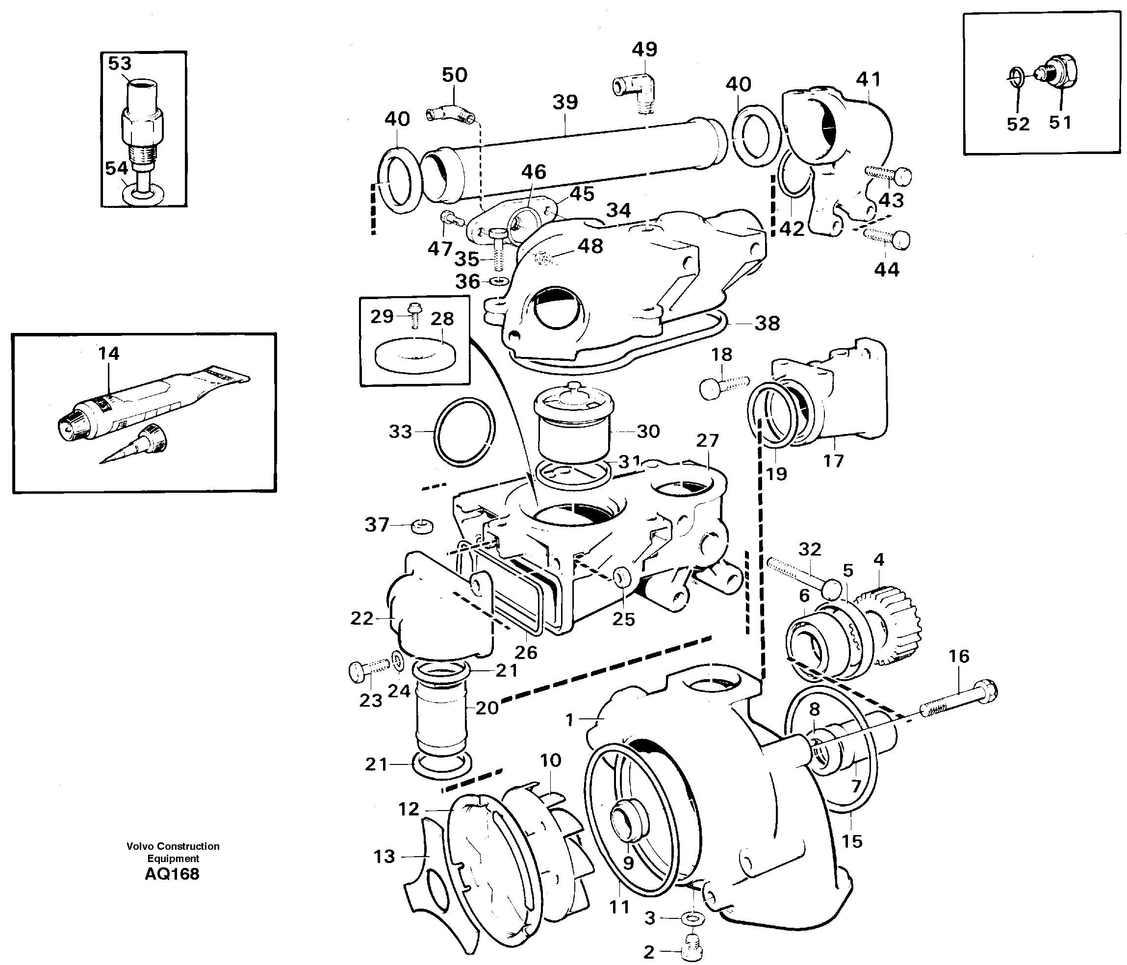 Схема запчастей Volvo L120C - 26322 Water pump and thermostat housing L120C S/N 11319-SWE, S/N 61677-USA, S/N 70075-BRA