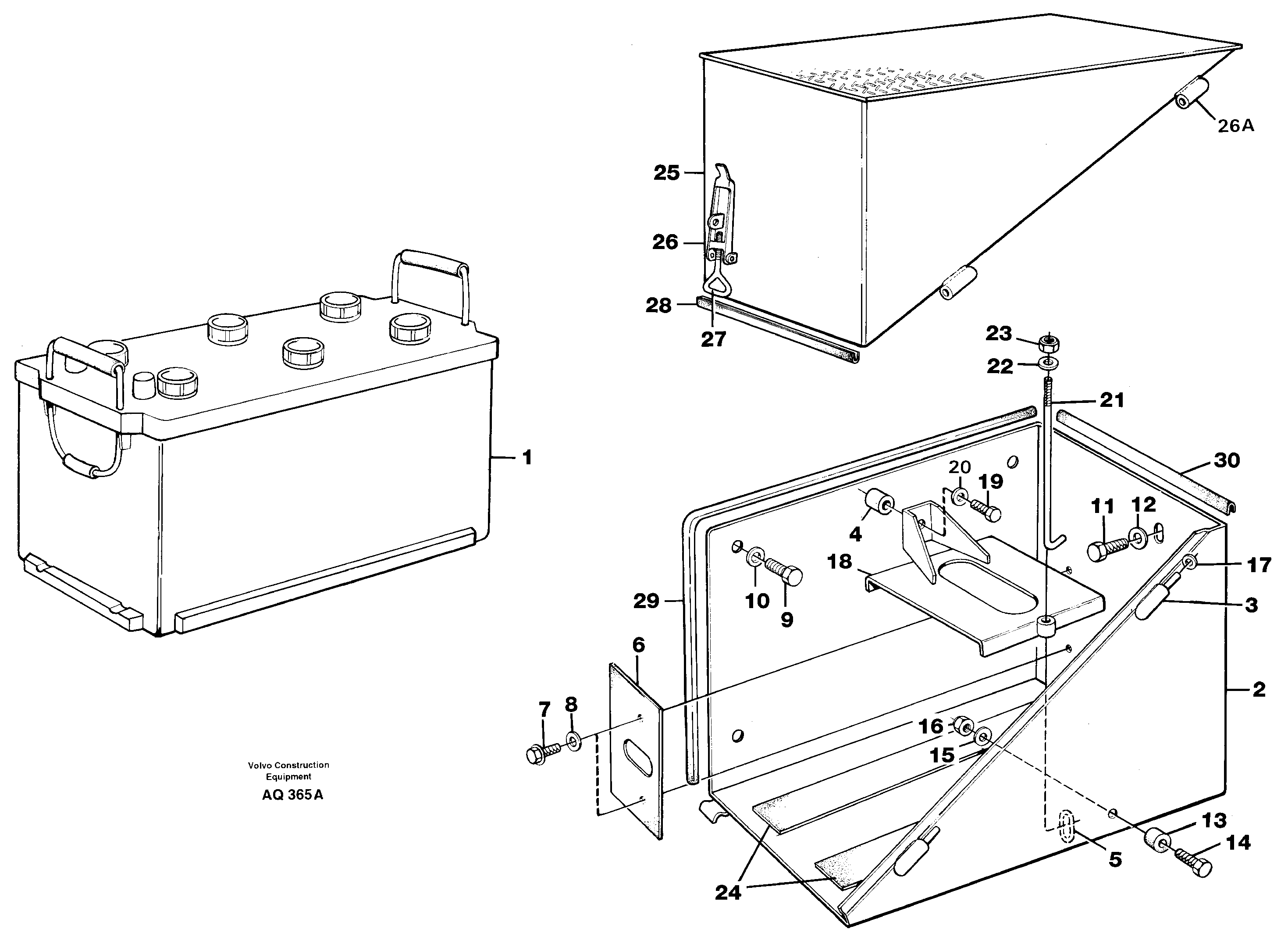 Схема запчастей Volvo L120C - 65901 Battery box L120C S/N 11319-SWE, S/N 61677-USA, S/N 70075-BRA