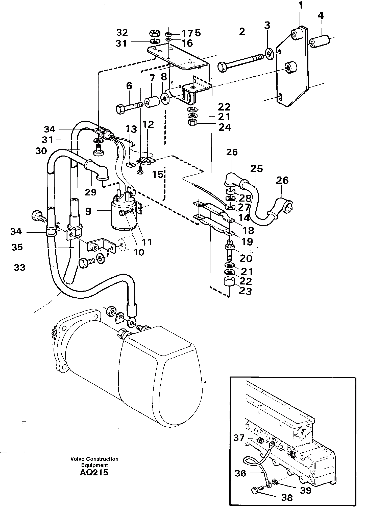 Схема запчастей Volvo L120C - 59617 Starter element with fitting parts L120C S/N 11319-SWE, S/N 61677-USA, S/N 70075-BRA