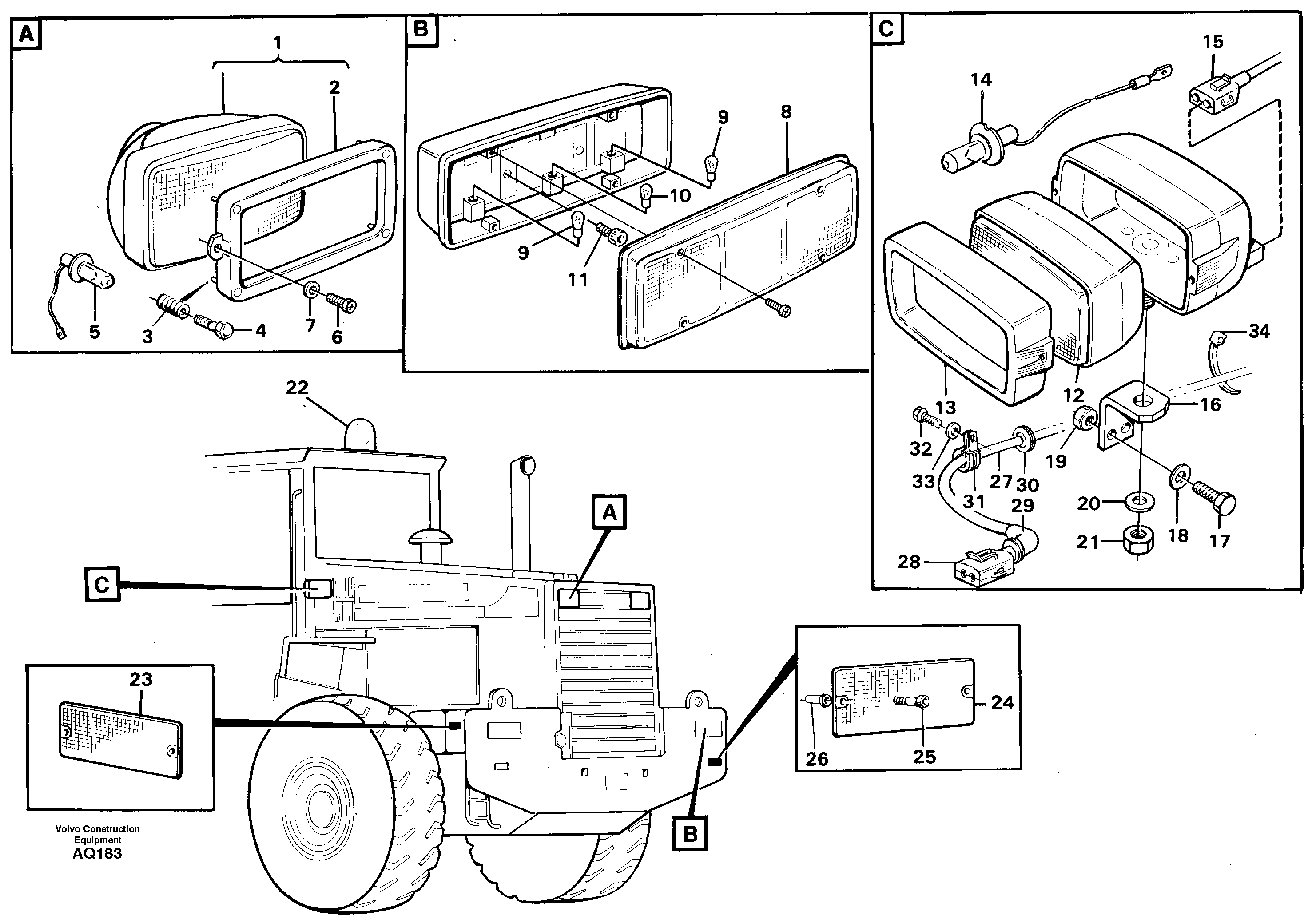 Схема запчастей Volvo L120C - 59618 Lighting, rear L120C S/N 11319-SWE, S/N 61677-USA, S/N 70075-BRA