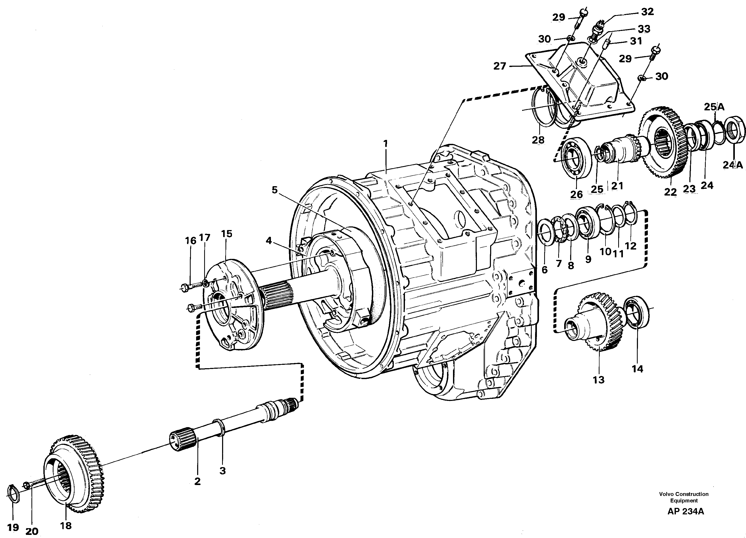 Схема запчастей Volvo L120C - 59631 Converter housing, gears and shafts L120C S/N 11319-SWE, S/N 61677-USA, S/N 70075-BRA