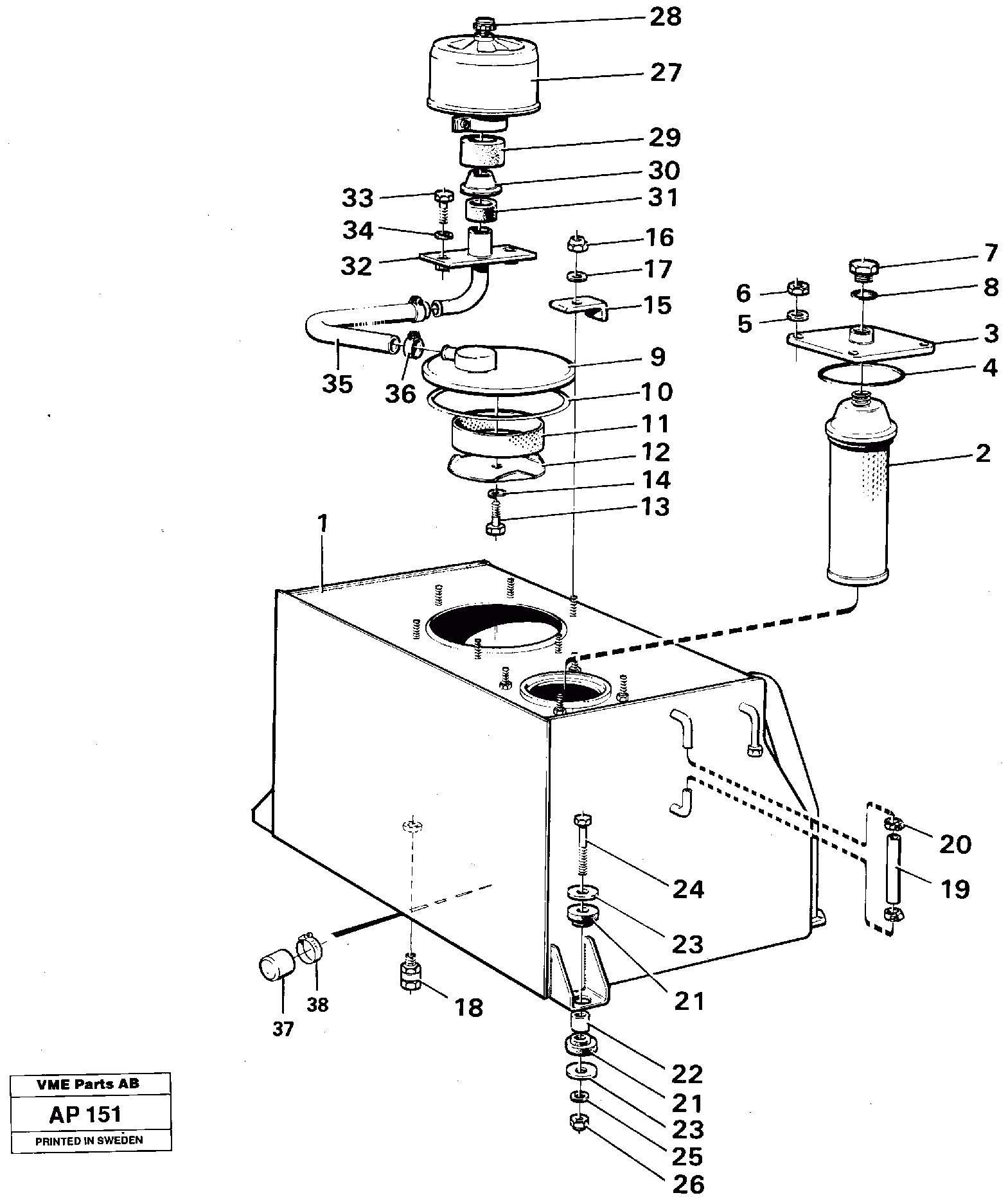 Схема запчастей Volvo L120C - 14105 Гидробак L120C VOLVO BM VOLVO BM L120C SER NO - 11318