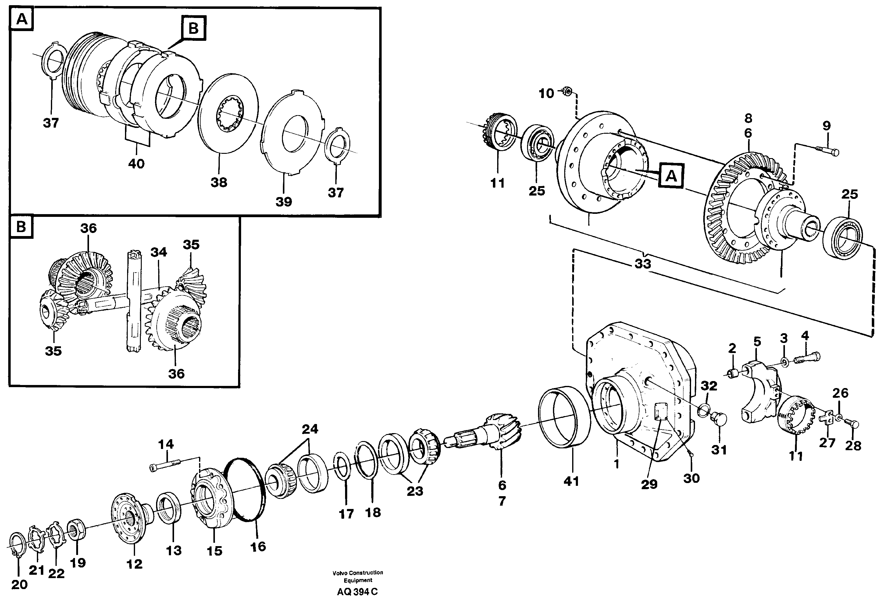 Схема запчастей Volvo L120C - 21868 Differential Carrier, rear L120C S/N 11319-SWE, S/N 61677-USA, S/N 70075-BRA