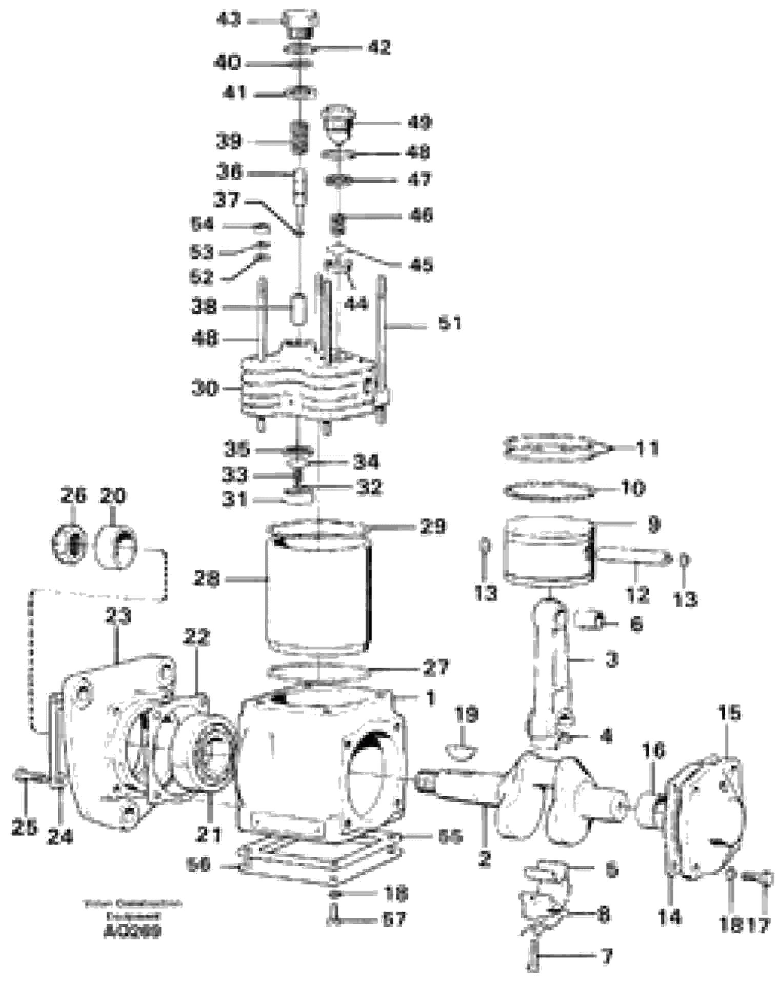 Схема запчастей Volvo L120C - 61212 Air compressor L120C S/N 11319-SWE, S/N 61677-USA, S/N 70075-BRA