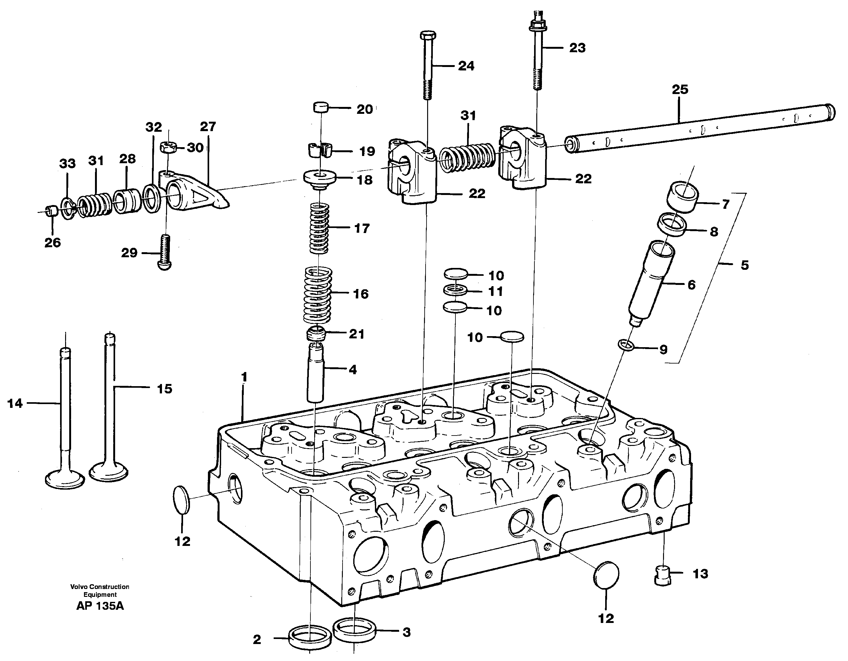 Схема запчастей Volvo L120C - 21023 Головка блока цилиндров L120C VOLVO BM VOLVO BM L120C SER NO - 11318