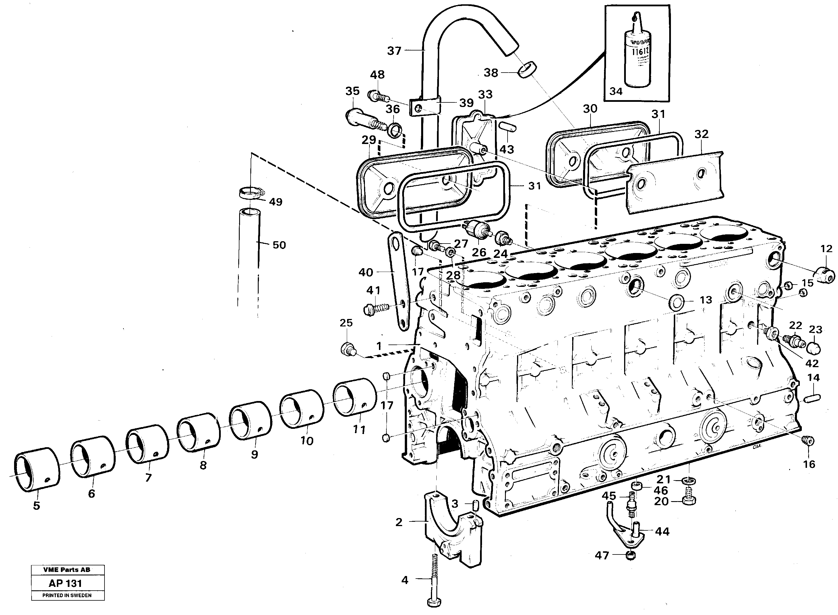 Схема запчастей Volvo L120C - 98009 Блок цилиндров L120C VOLVO BM VOLVO BM L120C SER NO - 11318