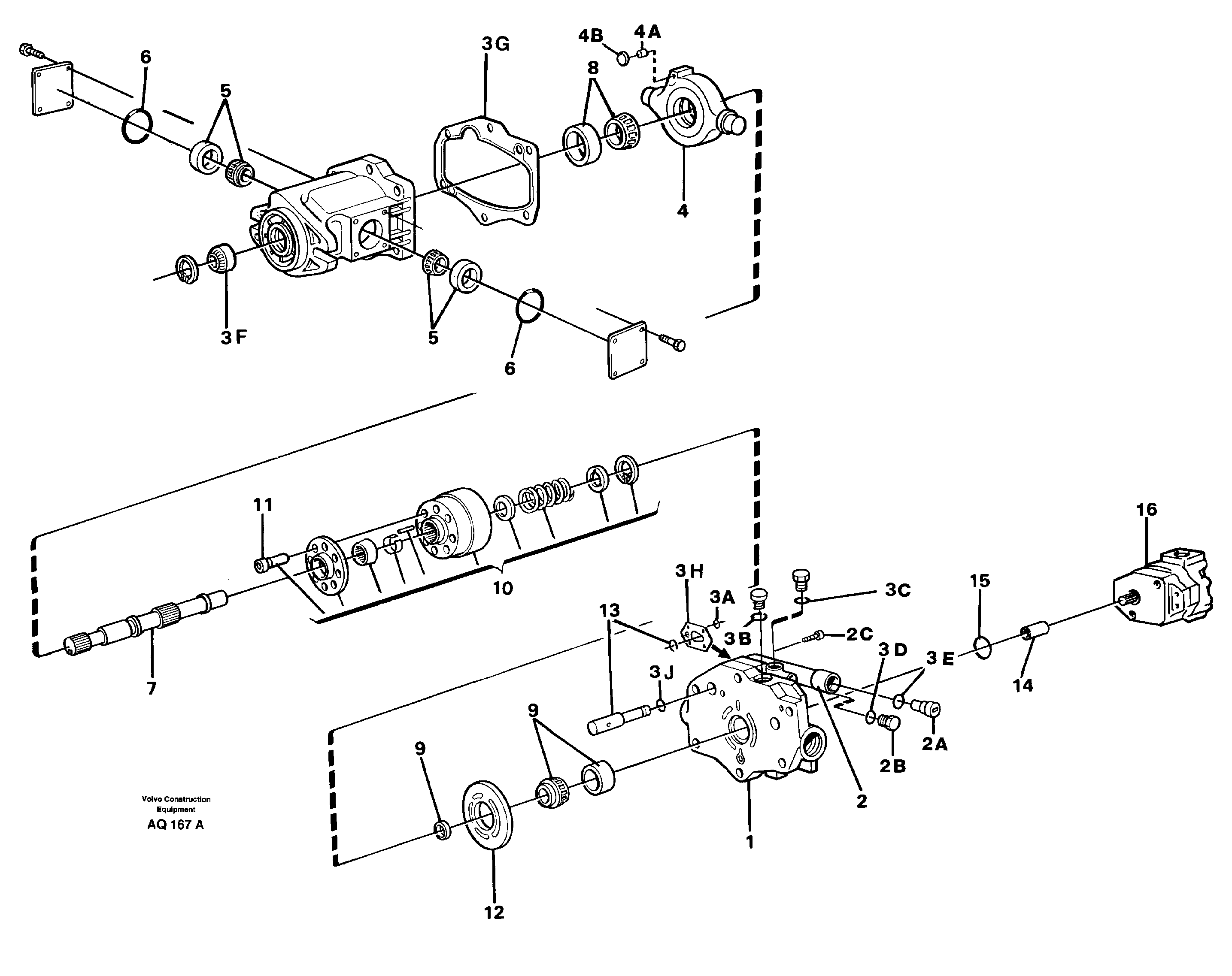 Схема запчастей Volvo L120C - 59634 Гидронасос (основной насос) L120C S/N 11319-SWE, S/N 61677-USA, S/N 70075-BRA