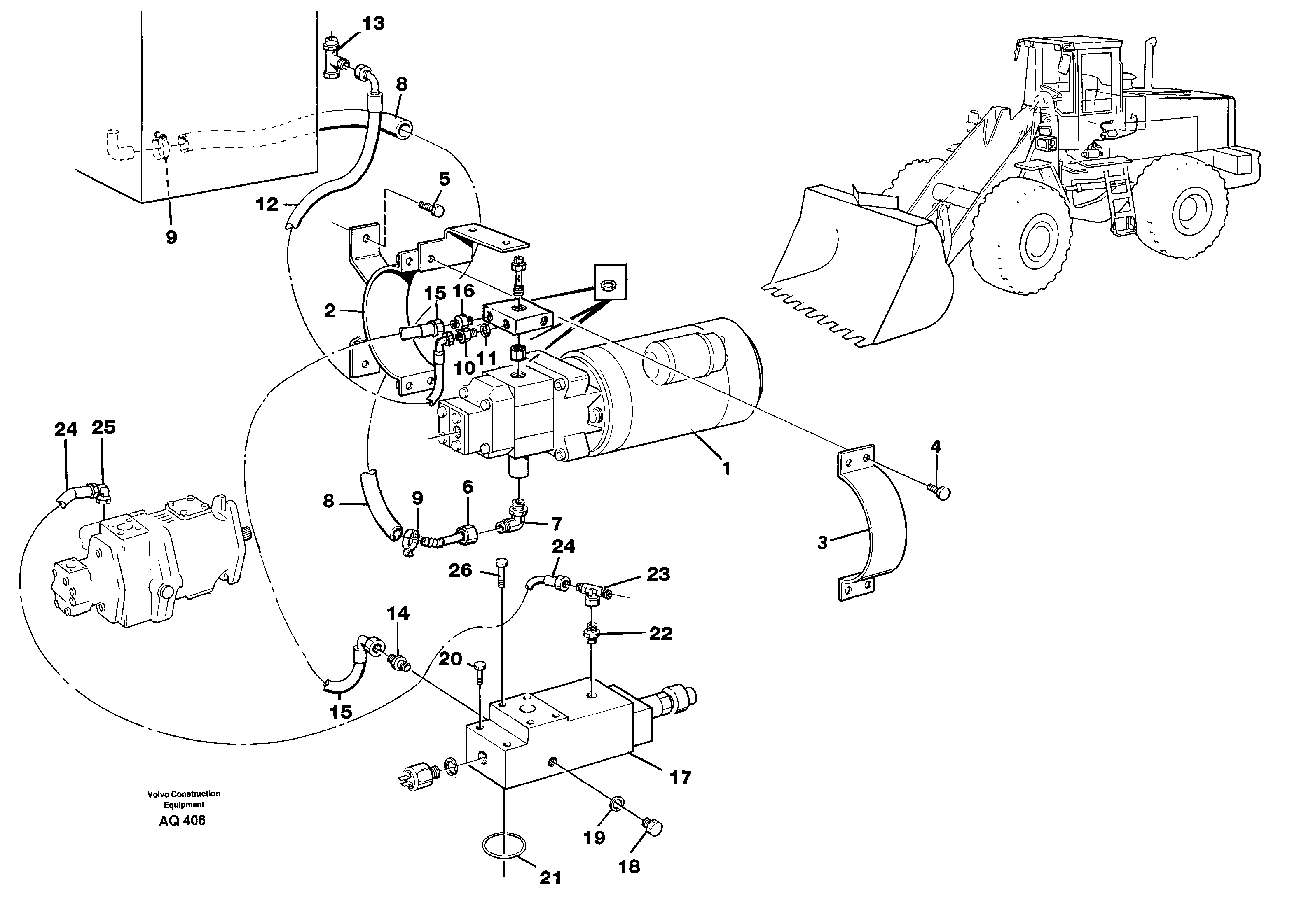 Схема запчастей Volvo L120C - 22061 Auxiliary steering system L120C S/N 11319-SWE, S/N 61677-USA, S/N 70075-BRA