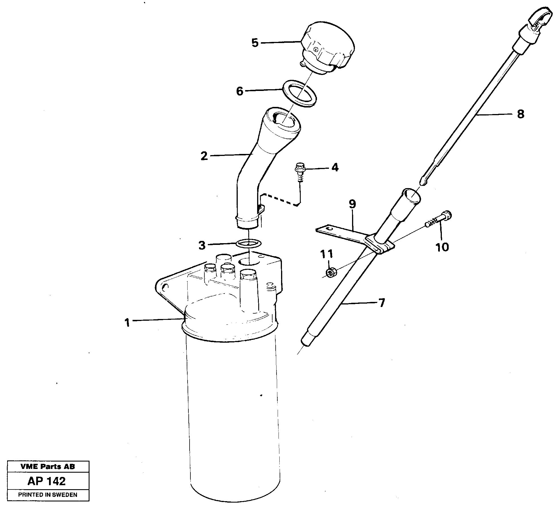 Схема запчастей Volvo L120C - 7089 Oil filler and dipstick L120C VOLVO BM VOLVO BM L120C SER NO - 11318