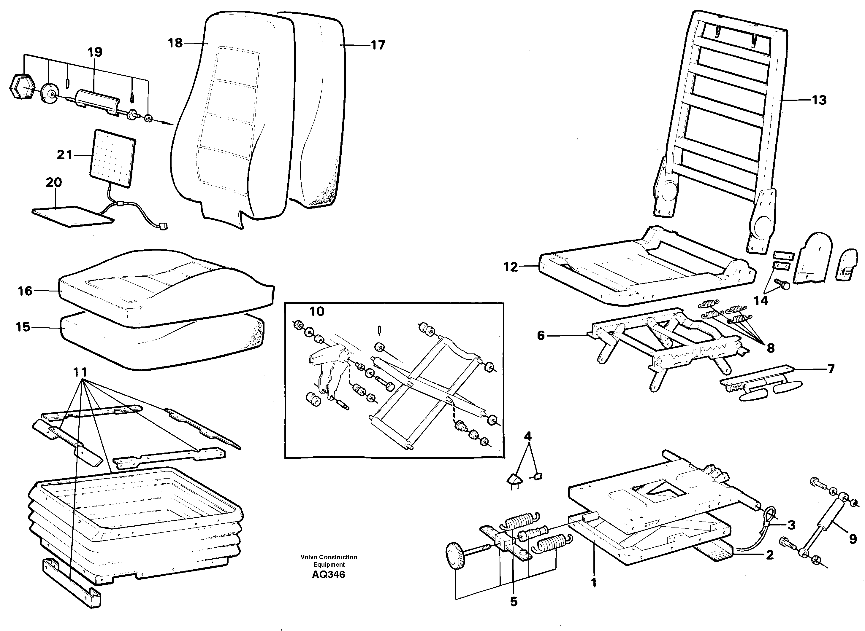 Схема запчастей Volvo L120C - 22085 Drivers seat L120C S/N 11319-SWE, S/N 61677-USA, S/N 70075-BRA