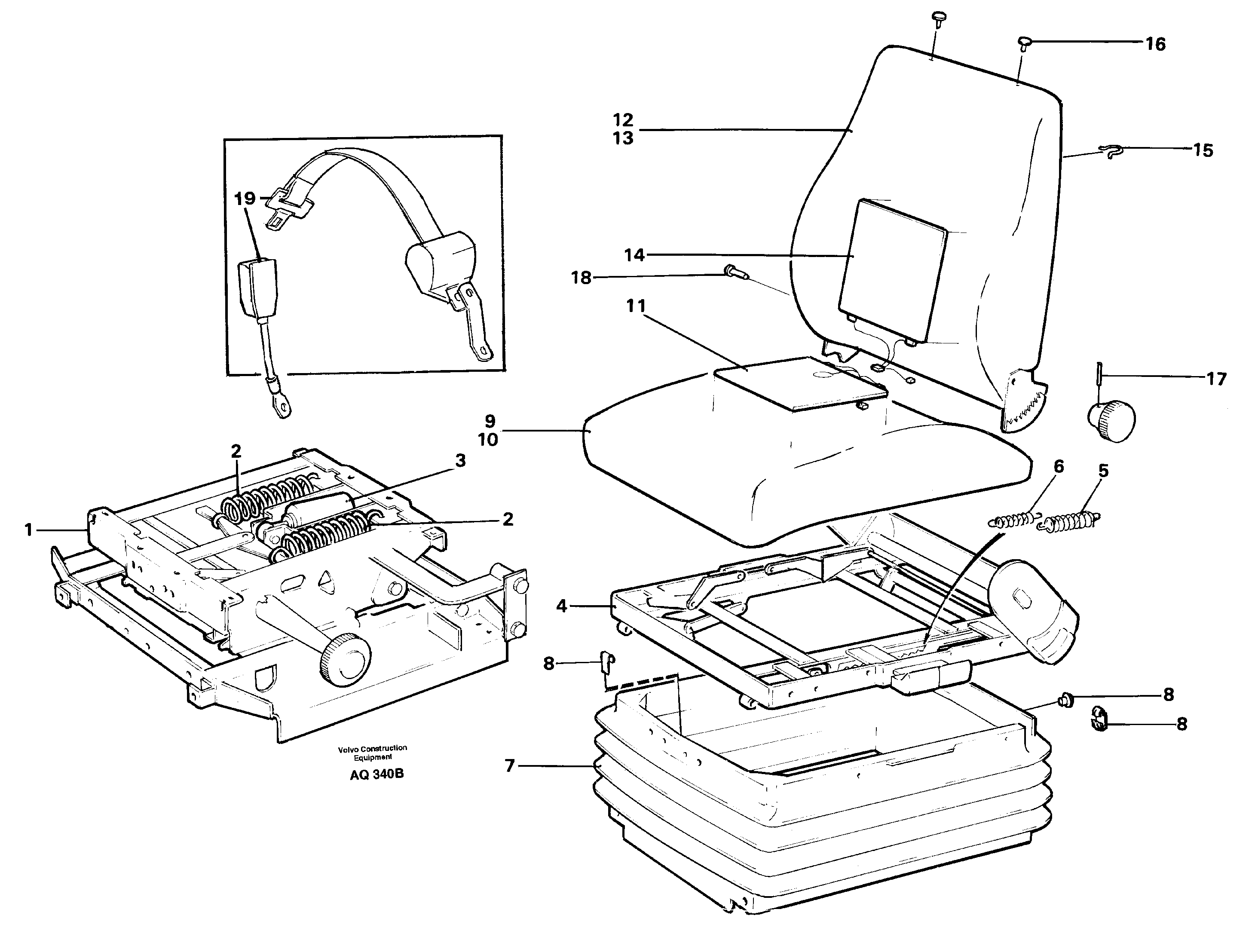 Схема запчастей Volvo L120C - 44516 Drivers seat L120C S/N 11319-SWE, S/N 61677-USA, S/N 70075-BRA