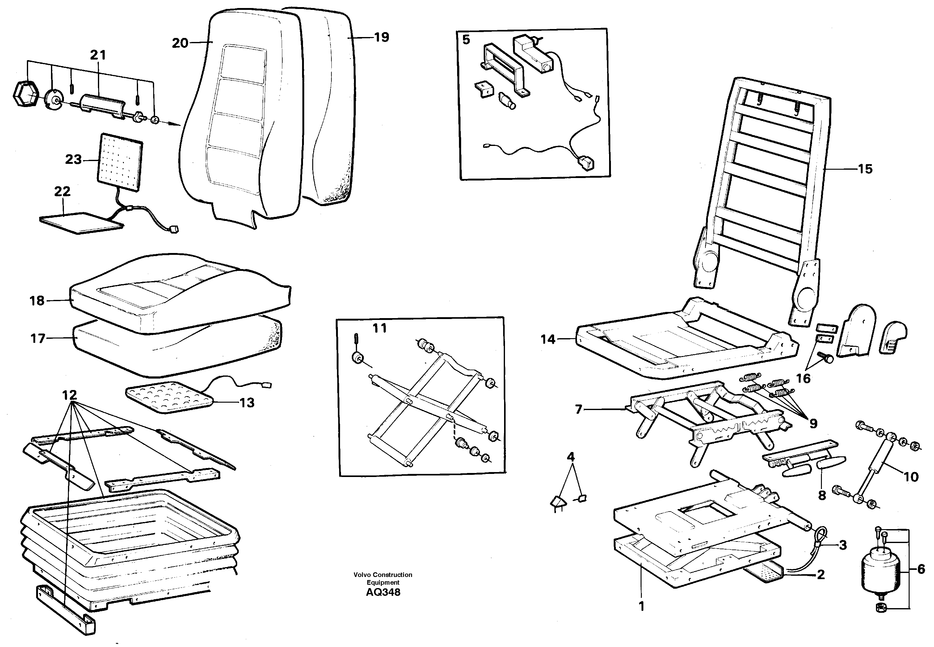 Схема запчастей Volvo L120C - 59644 Drivers seat L120C S/N 11319-SWE, S/N 61677-USA, S/N 70075-BRA