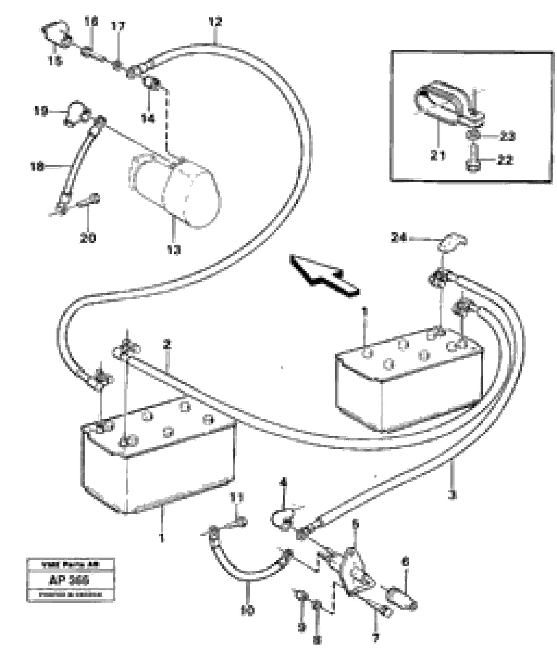 Схема запчастей Volvo L120C - 50877 Battery with assembling details L120C VOLVO BM VOLVO BM L120C SER NO - 11318