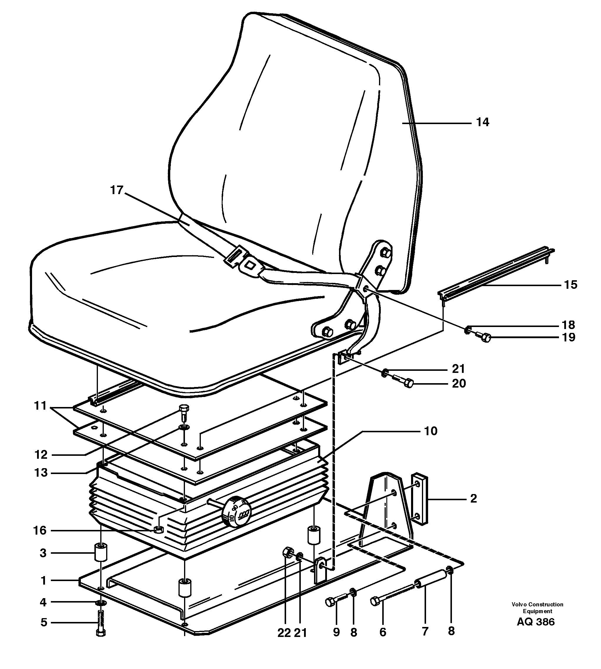 Схема запчастей Volvo L120C - 65647 Operator seat with fitting parts L120C S/N 11319-SWE, S/N 61677-USA, S/N 70075-BRA