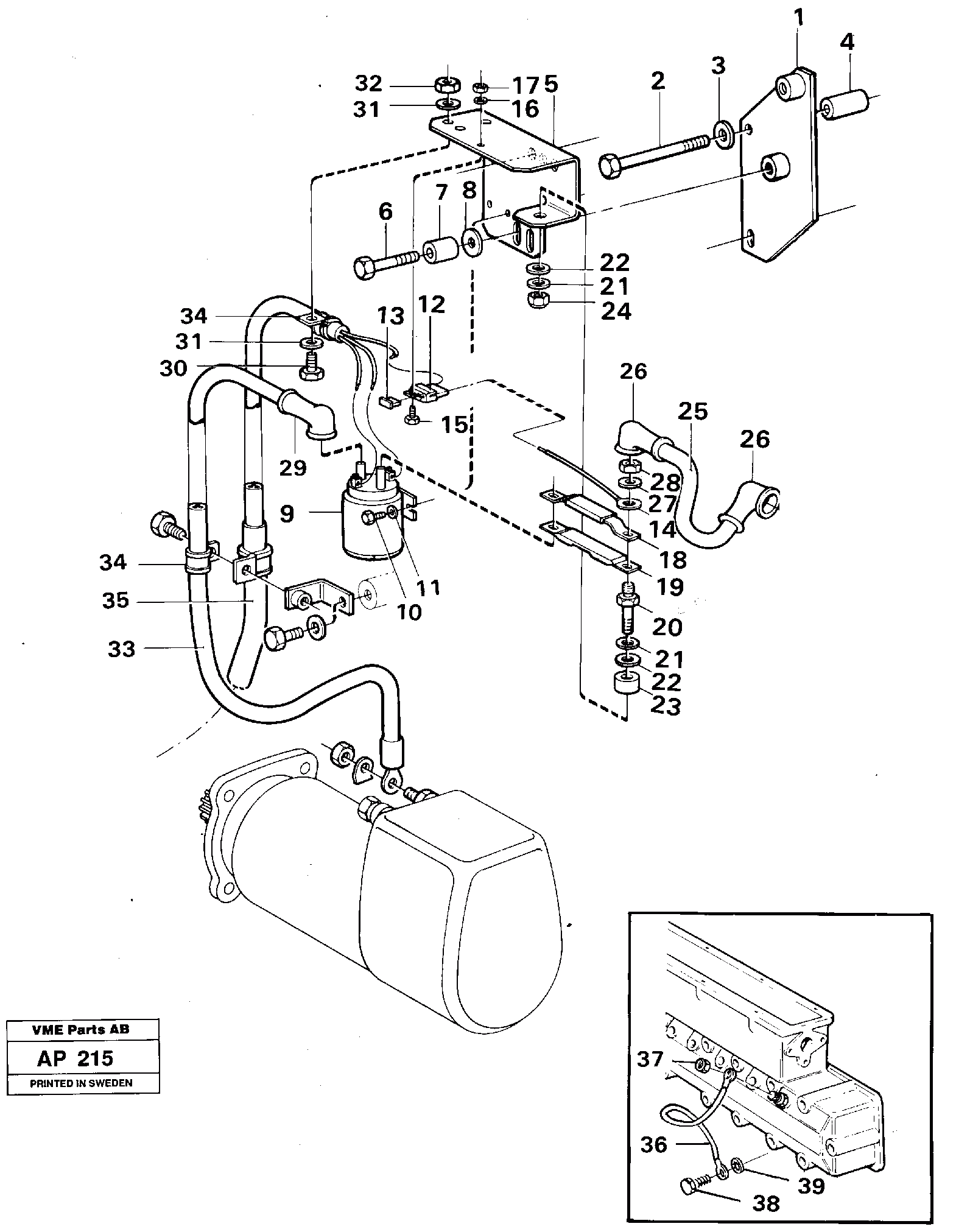 Схема запчастей Volvo L120C - 27202 Starter element with fitting parts L120C VOLVO BM VOLVO BM L120C SER NO - 11318