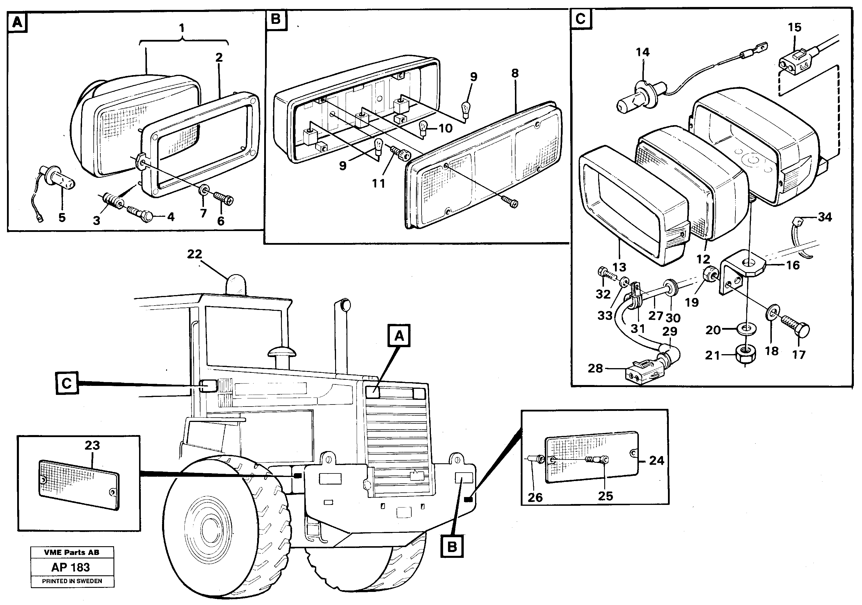 Схема запчастей Volvo L120C - 27208 Lighting, rear L120C VOLVO BM VOLVO BM L120C SER NO - 11318