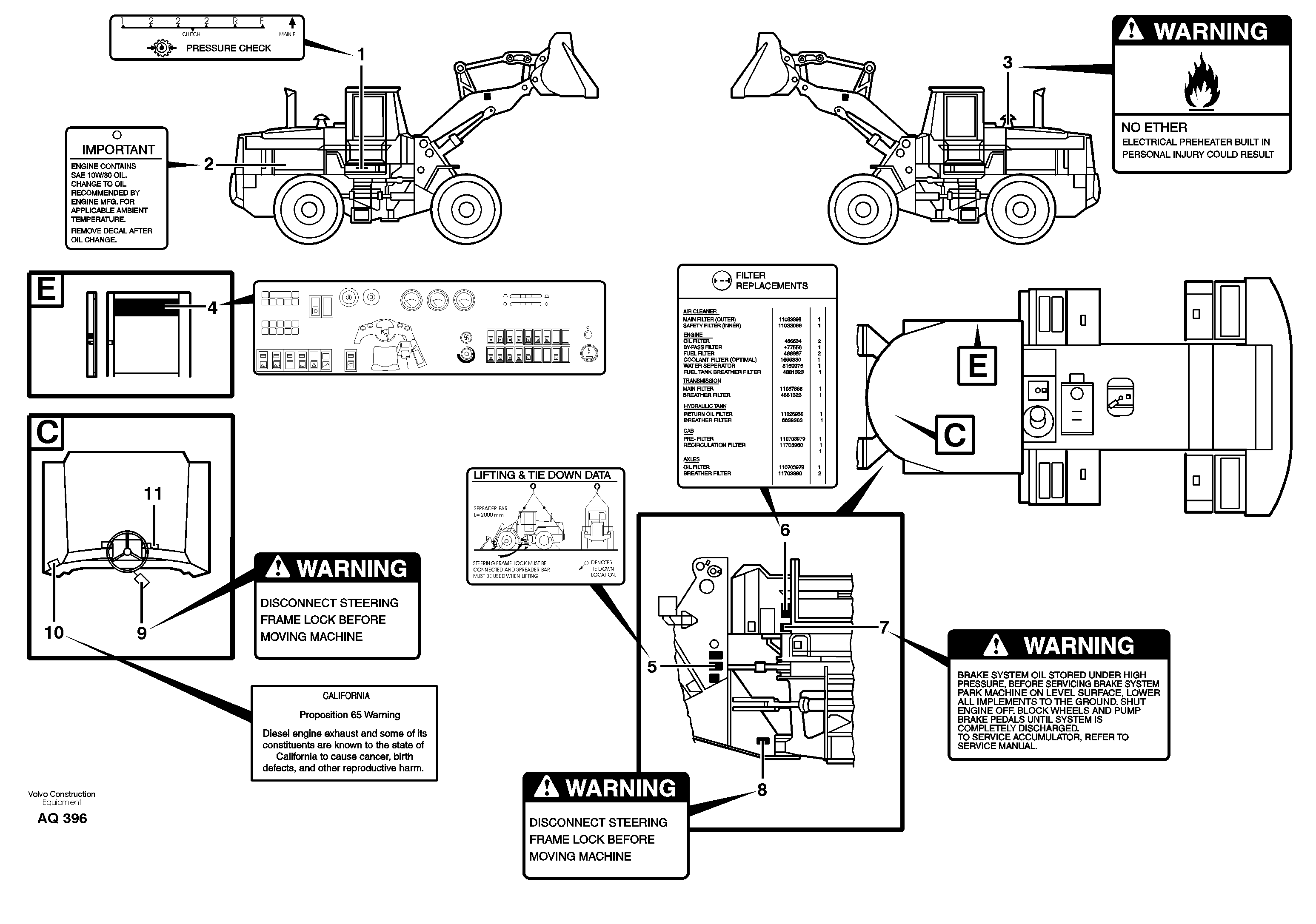 Схема запчастей Volvo L120C - 21670 Decals L120C S/N 11319-SWE, S/N 61677-USA, S/N 70075-BRA