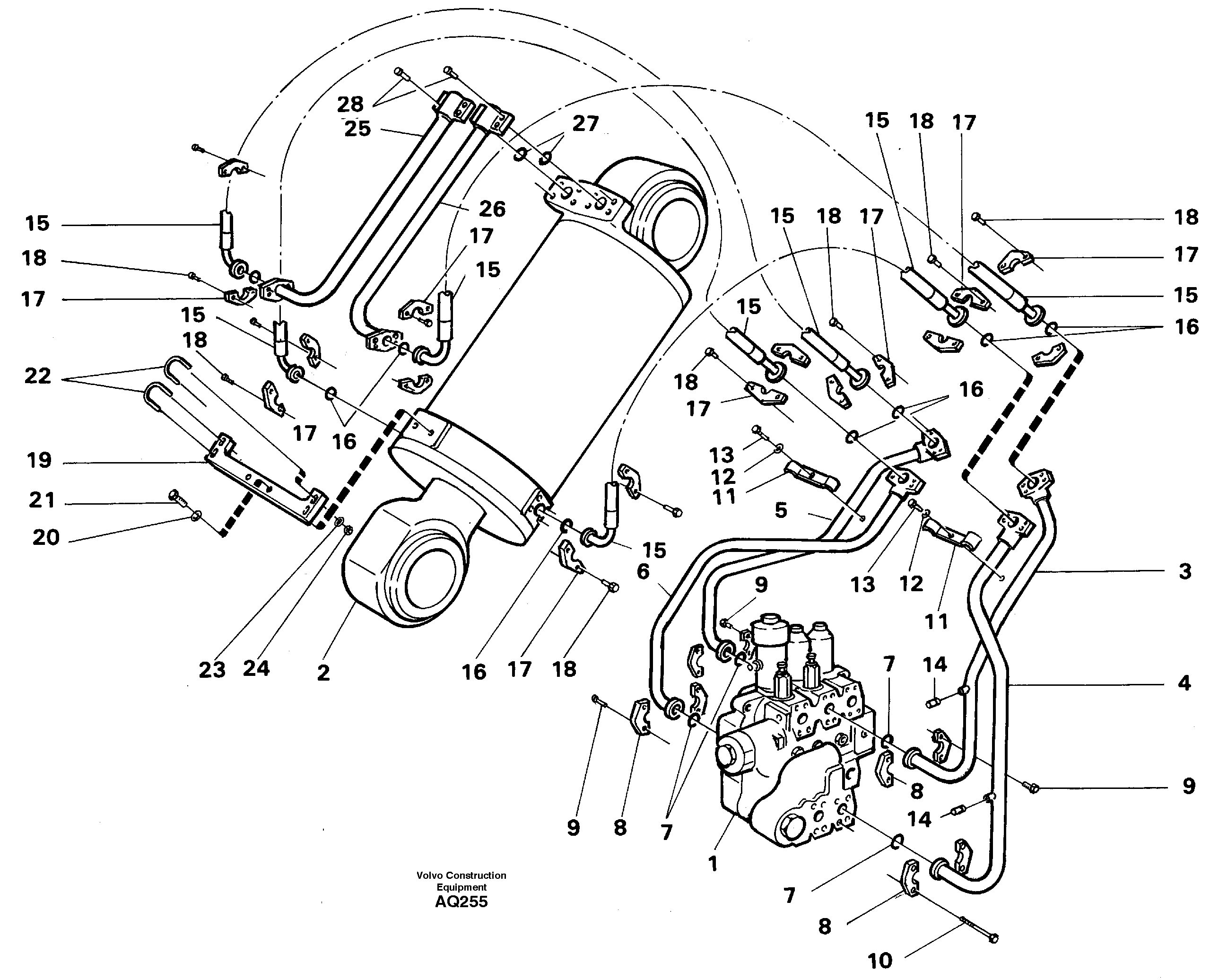 Схема запчастей Volvo L120C - 99144 Hydraulic system Tilt function L120C S/N 11319-SWE, S/N 61677-USA, S/N 70075-BRA