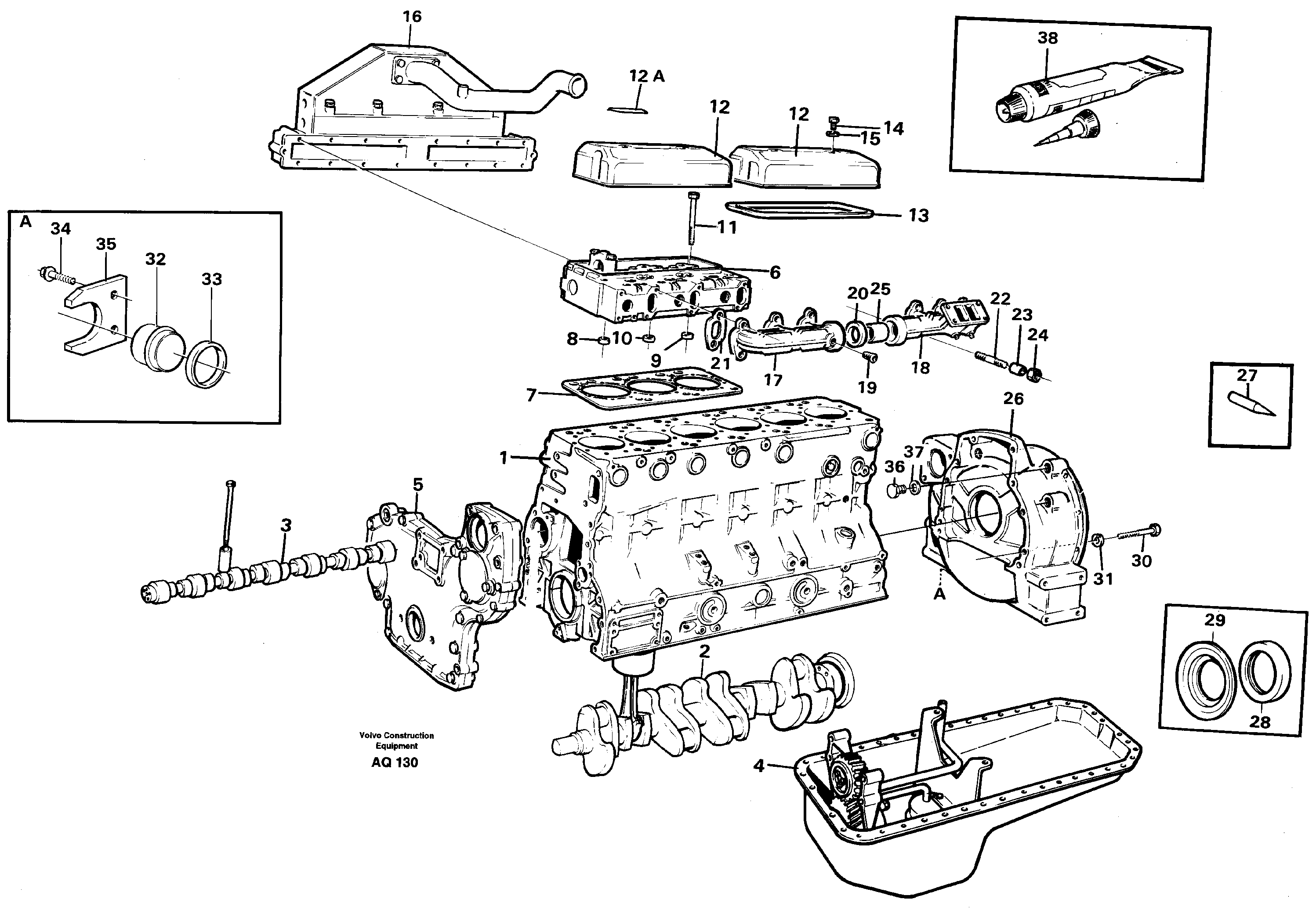 Схема запчастей Volvo L120C - 54626 Engine with fitting parts L120C S/N 11319-SWE, S/N 61677-USA, S/N 70075-BRA