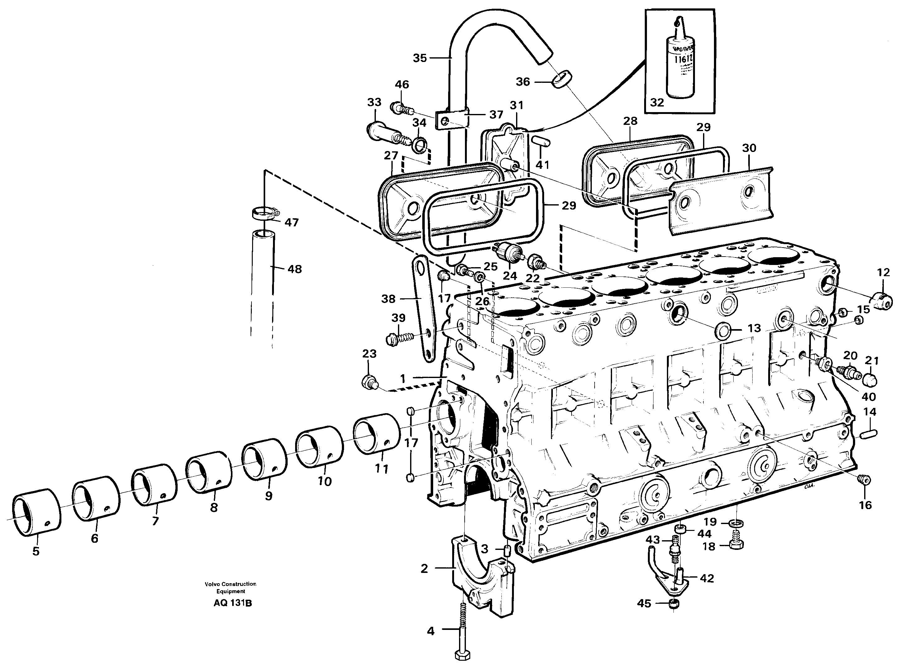 Схема запчастей Volvo L120C - 99233 Блок цилиндров L120C S/N 11319-SWE, S/N 61677-USA, S/N 70075-BRA