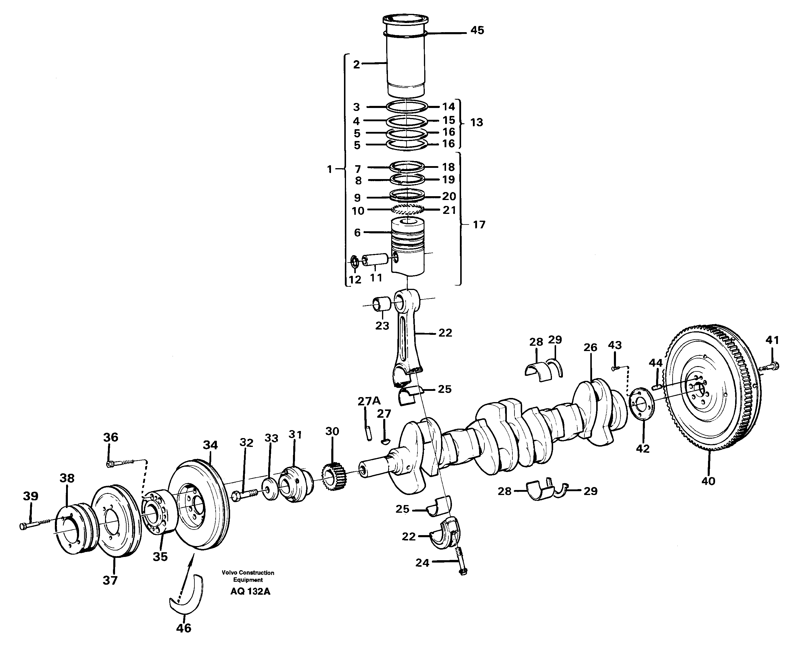 Схема запчастей Volvo L120C - 53660 Crankshaft and related parts L120C S/N 11319-SWE, S/N 61677-USA, S/N 70075-BRA