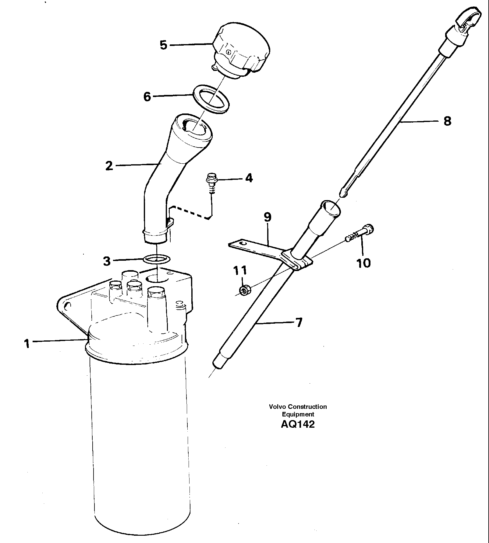 Схема запчастей Volvo L120C - 7270 Oil filler and dipstick L120C S/N 11319-SWE, S/N 61677-USA, S/N 70075-BRA