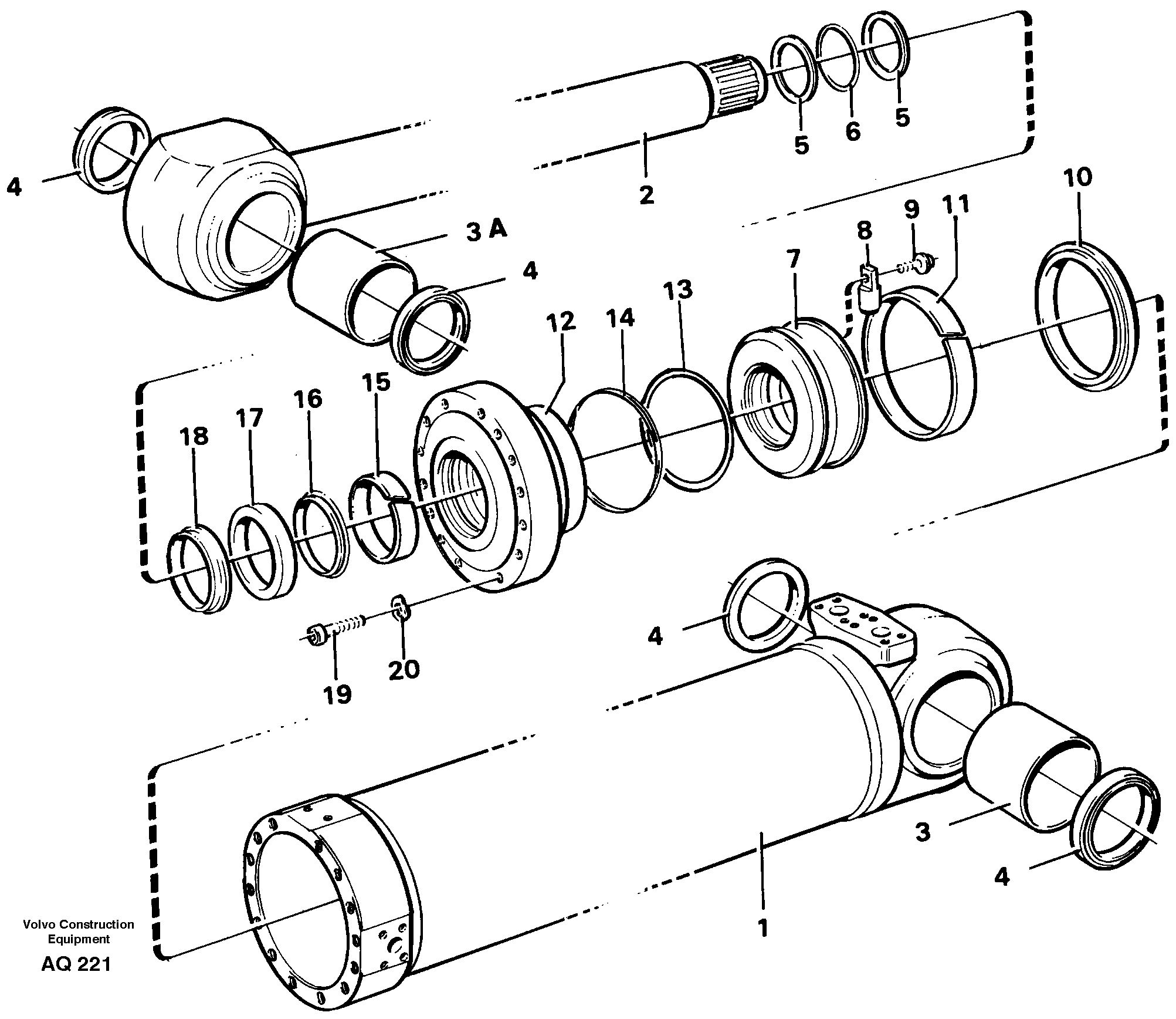 Схема запчастей Volvo L120C - 60433 Hydraulic cylinder Tilting L120C S/N 11319-SWE, S/N 61677-USA, S/N 70075-BRA