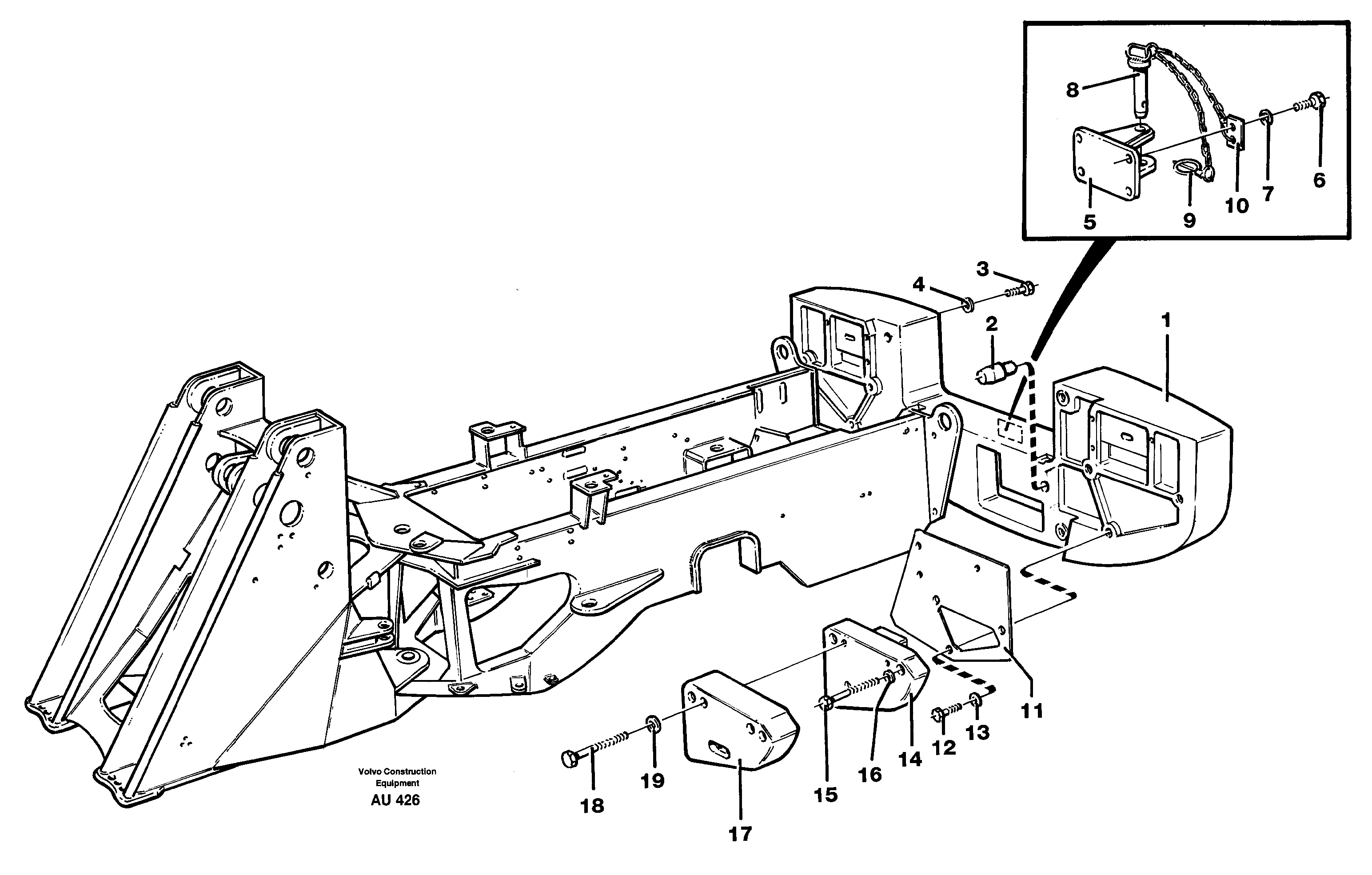 Схема запчастей Volvo L150C - 25395 Rear hitch and counterweight L150C S/N 2768-SWE, 60701-USA