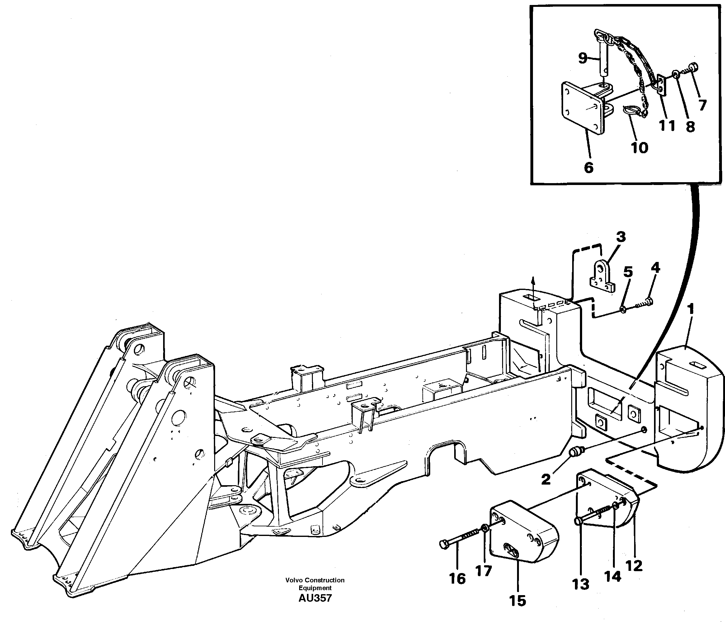 Схема запчастей Volvo L150C - 62680 Rear hitch and counterweight L150C S/N 2768-SWE, 60701-USA