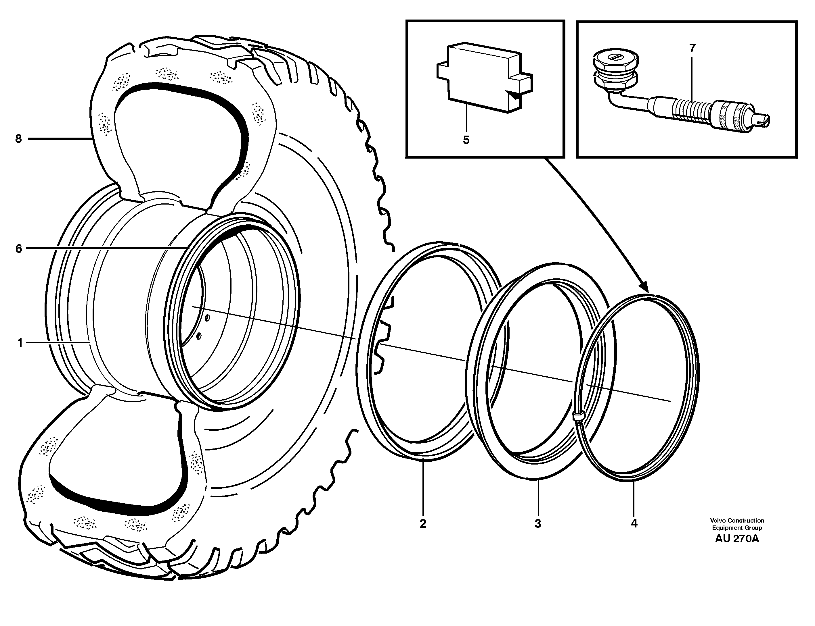 Схема запчастей Volvo L150C - 100317 Wheels L150C S/N 2768-SWE, 60701-USA