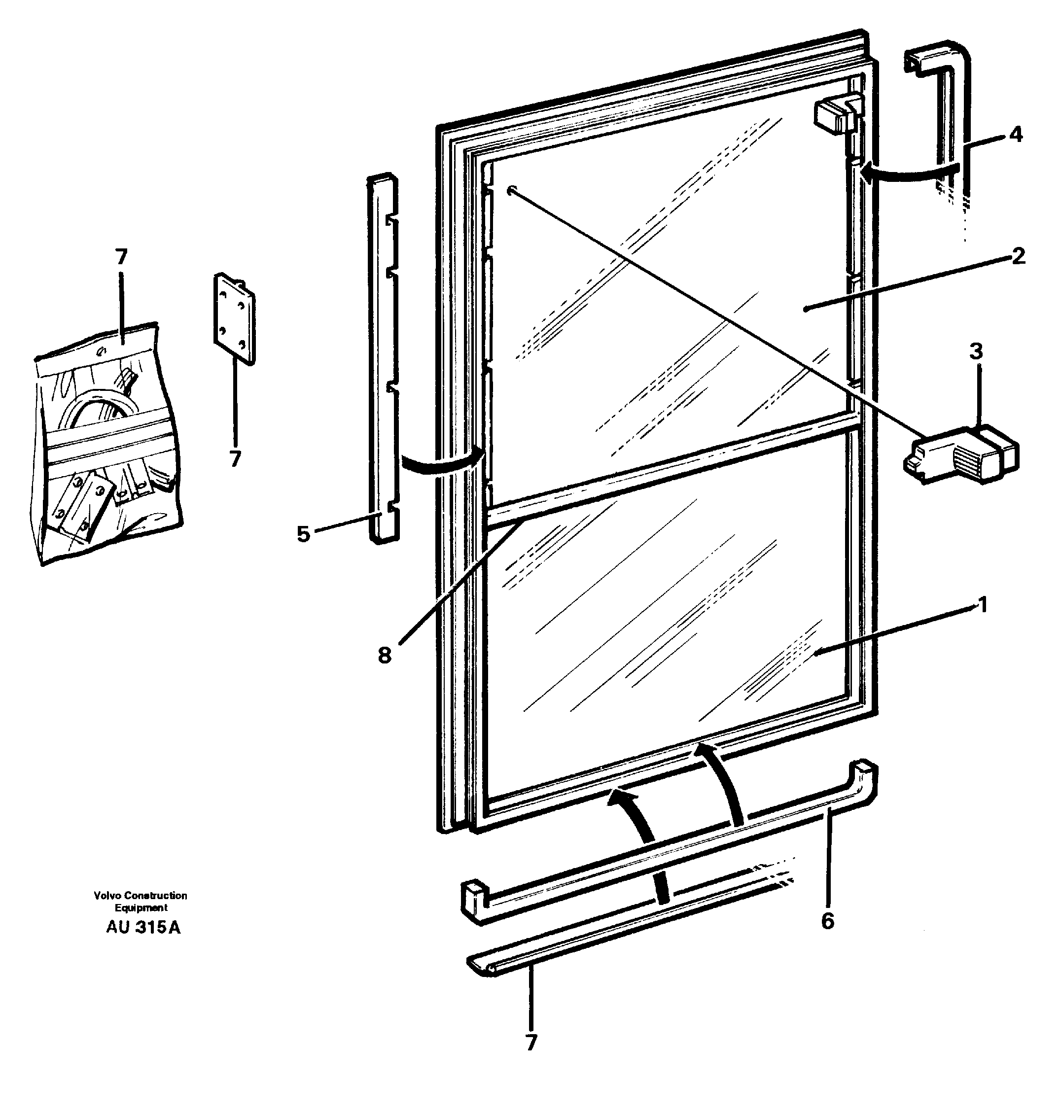 Схема запчастей Volvo L150C - 24289 Sliding window L150C S/N 2768-SWE, 60701-USA