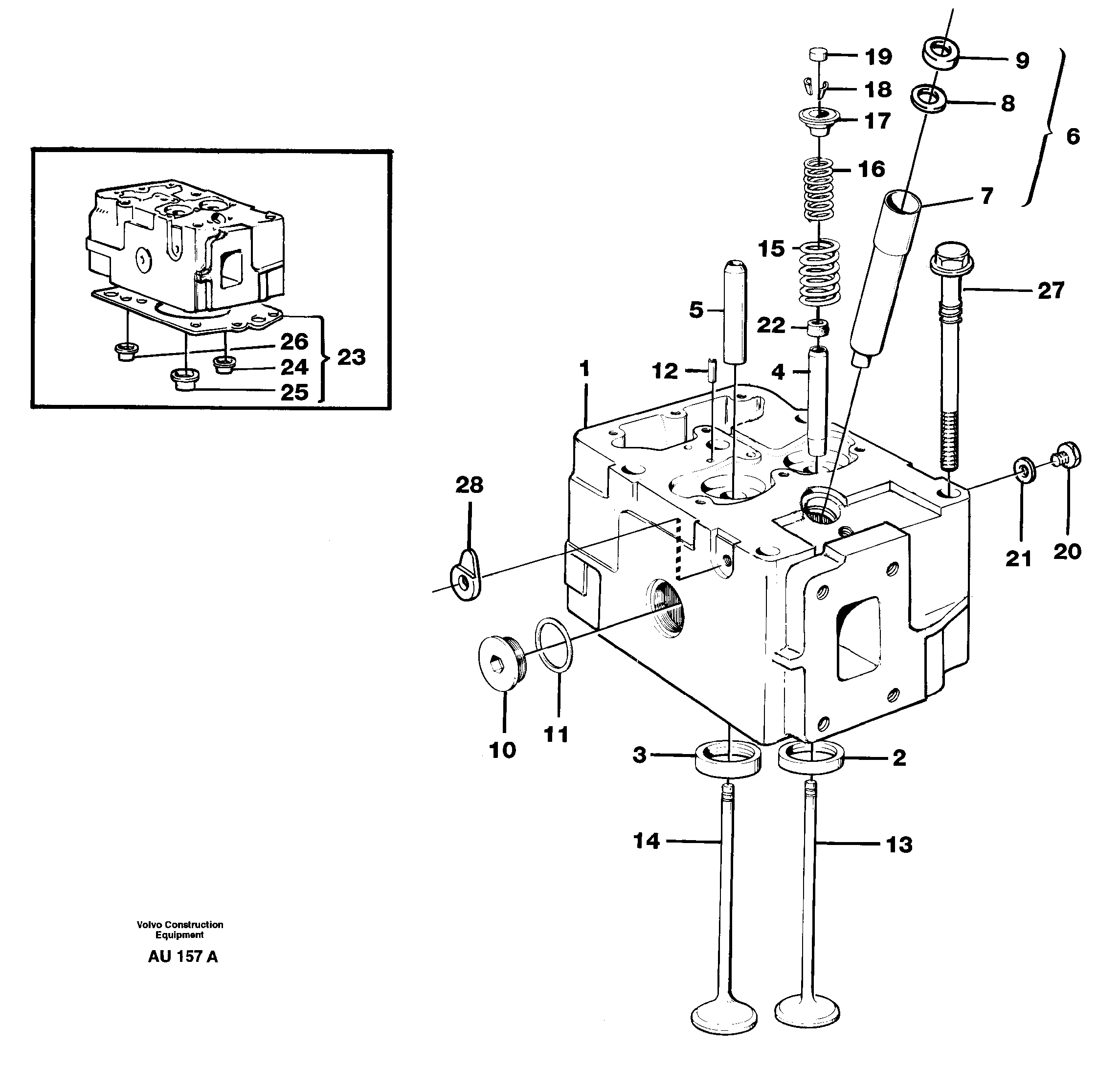 Схема запчастей Volvo L150C - 22741 Головка блока цилиндров L150C S/N 2768-SWE, 60701-USA