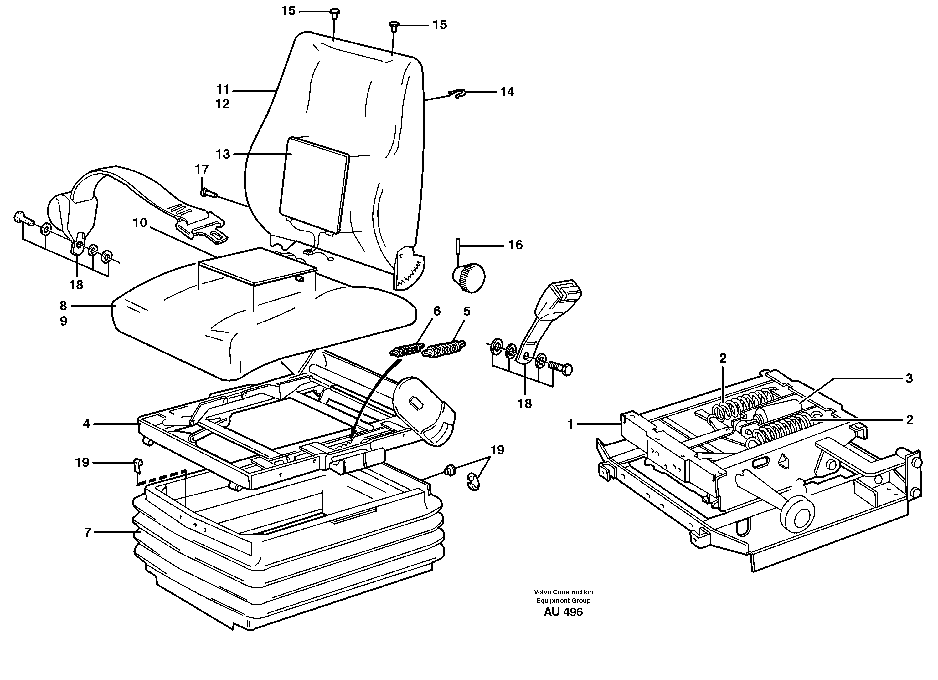 Схема запчастей Volvo L150C - 44525 Operators seat, ISRI L150C S/N 2768-SWE, 60701-USA