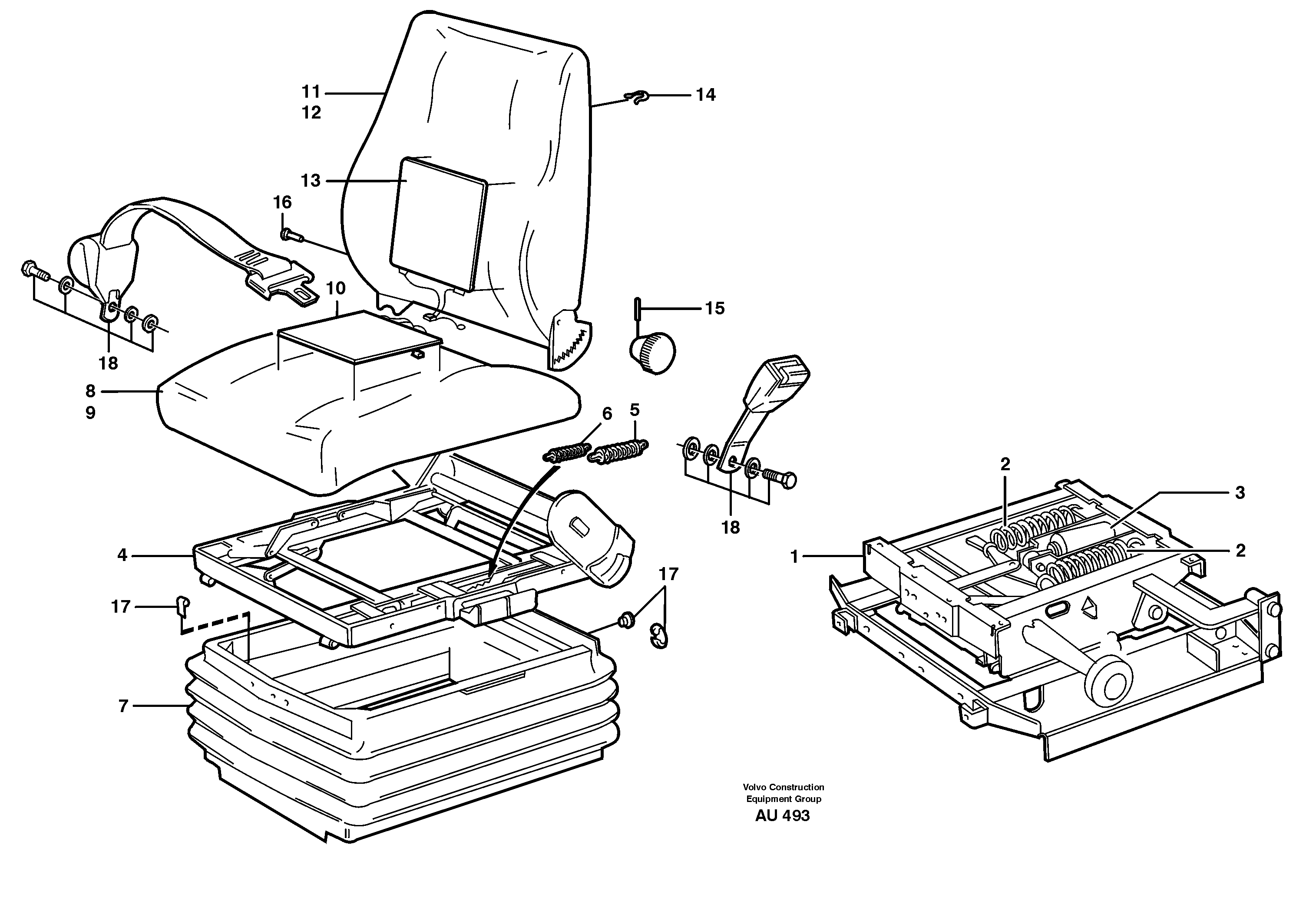 Схема запчастей Volvo L150C - 45201 Operators seat L150C S/N 2768-SWE, 60701-USA