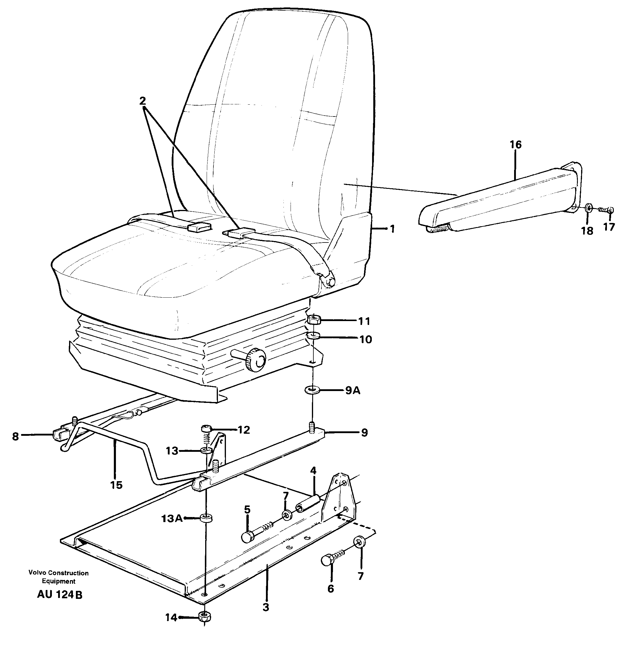 Схема запчастей Volvo L150C - 60103 Operator seat with fitting parts L150C S/N 2768-SWE, 60701-USA