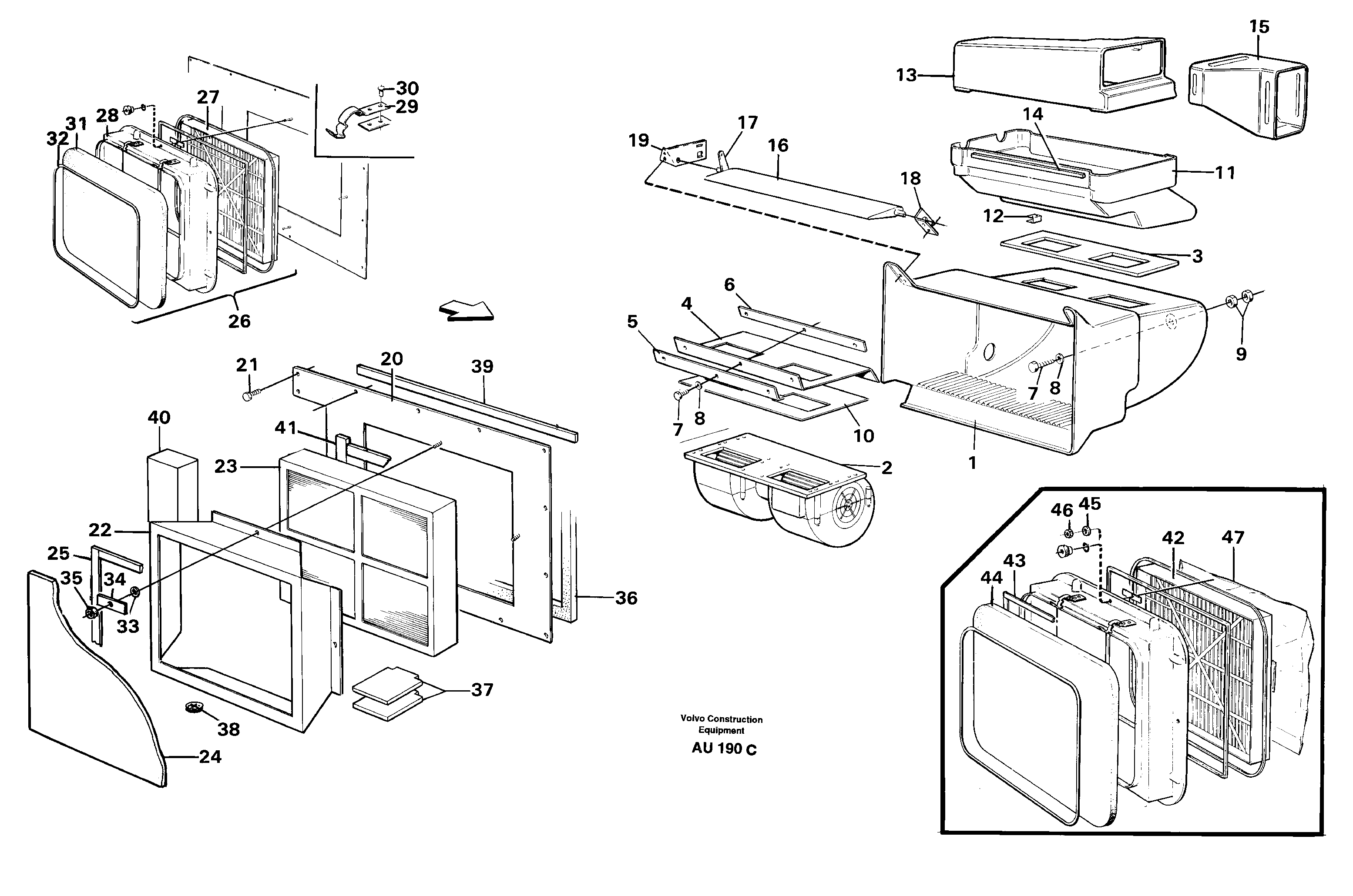 Схема запчастей Volvo L150C - 24410 Фильтр воздушный L150C S/N 2768-SWE, 60701-USA