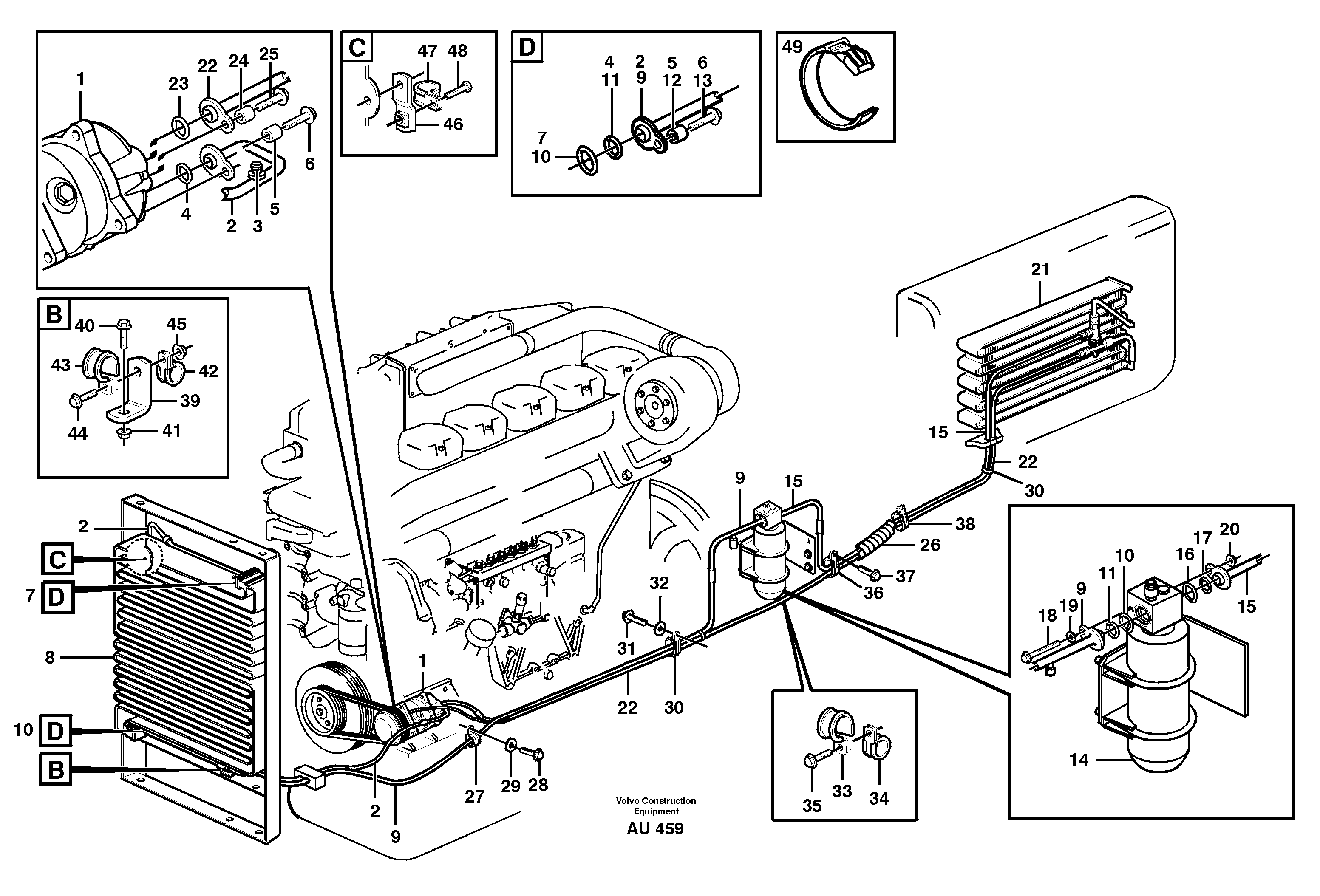 Схема запчастей Volvo L150C - 89241 Air conditioning L150C S/N 2768-SWE, 60701-USA