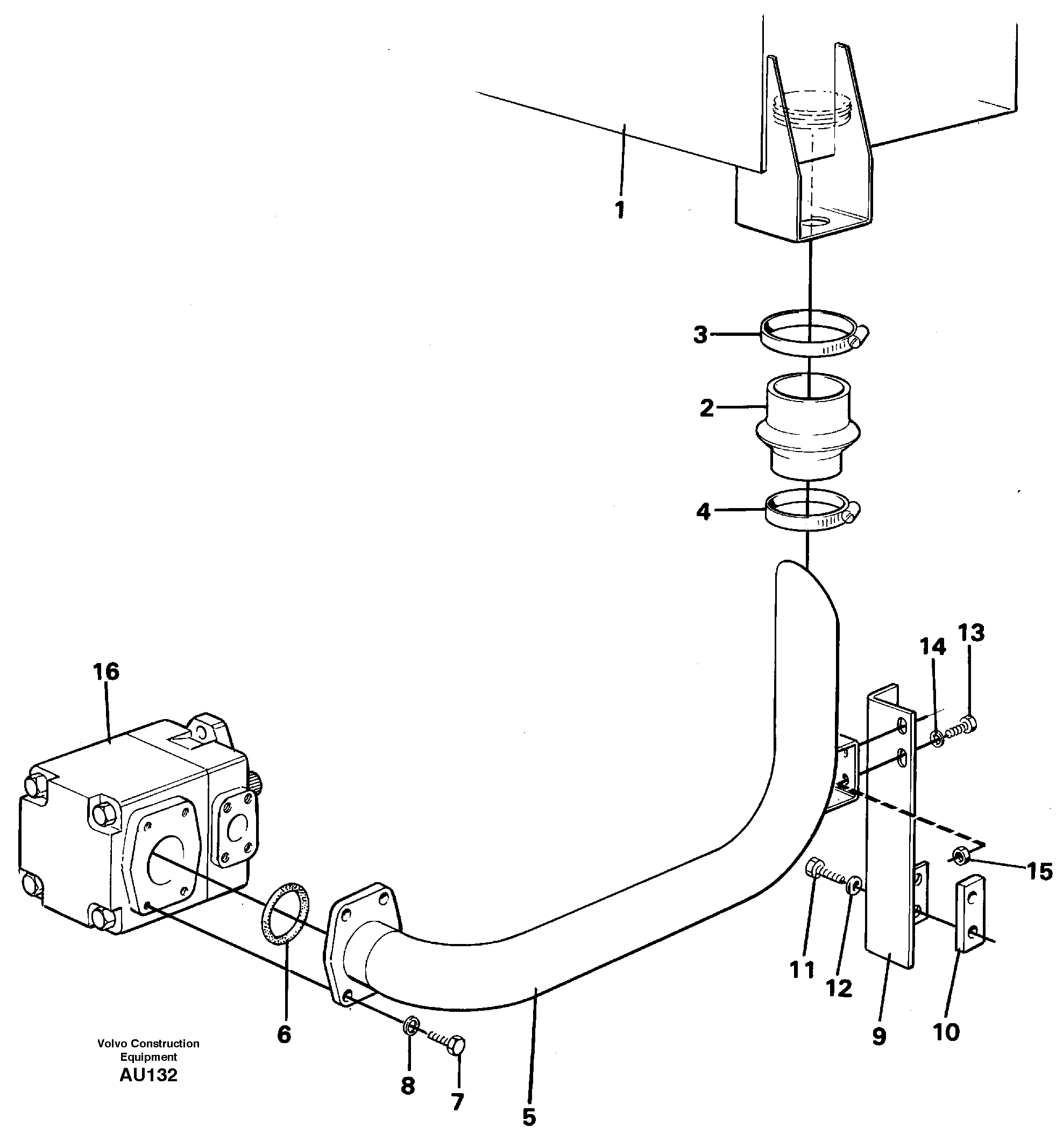 Схема запчастей Volvo L150C - 90465 Hydraulic system, suction line L150C S/N 2768-SWE, 60701-USA