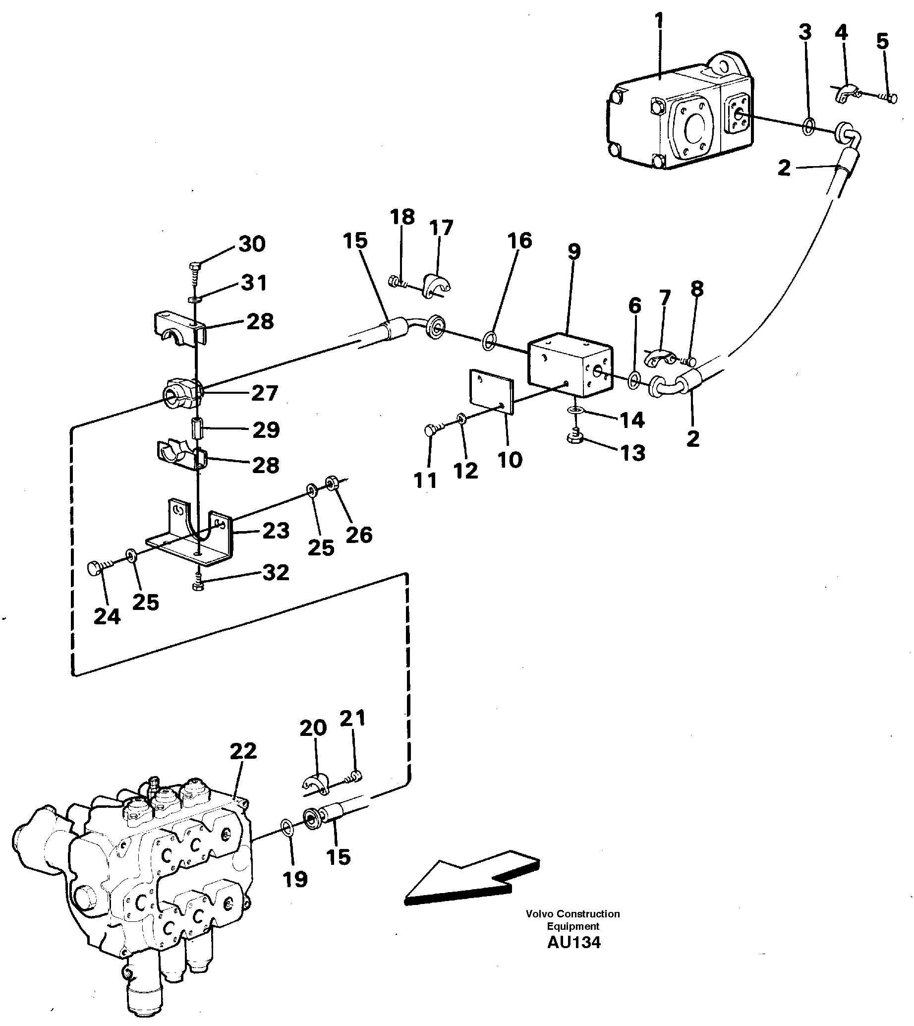 Схема запчастей Volvo L150C - 98423 Hydraulic system, feed line L150C S/N 2768-SWE, 60701-USA