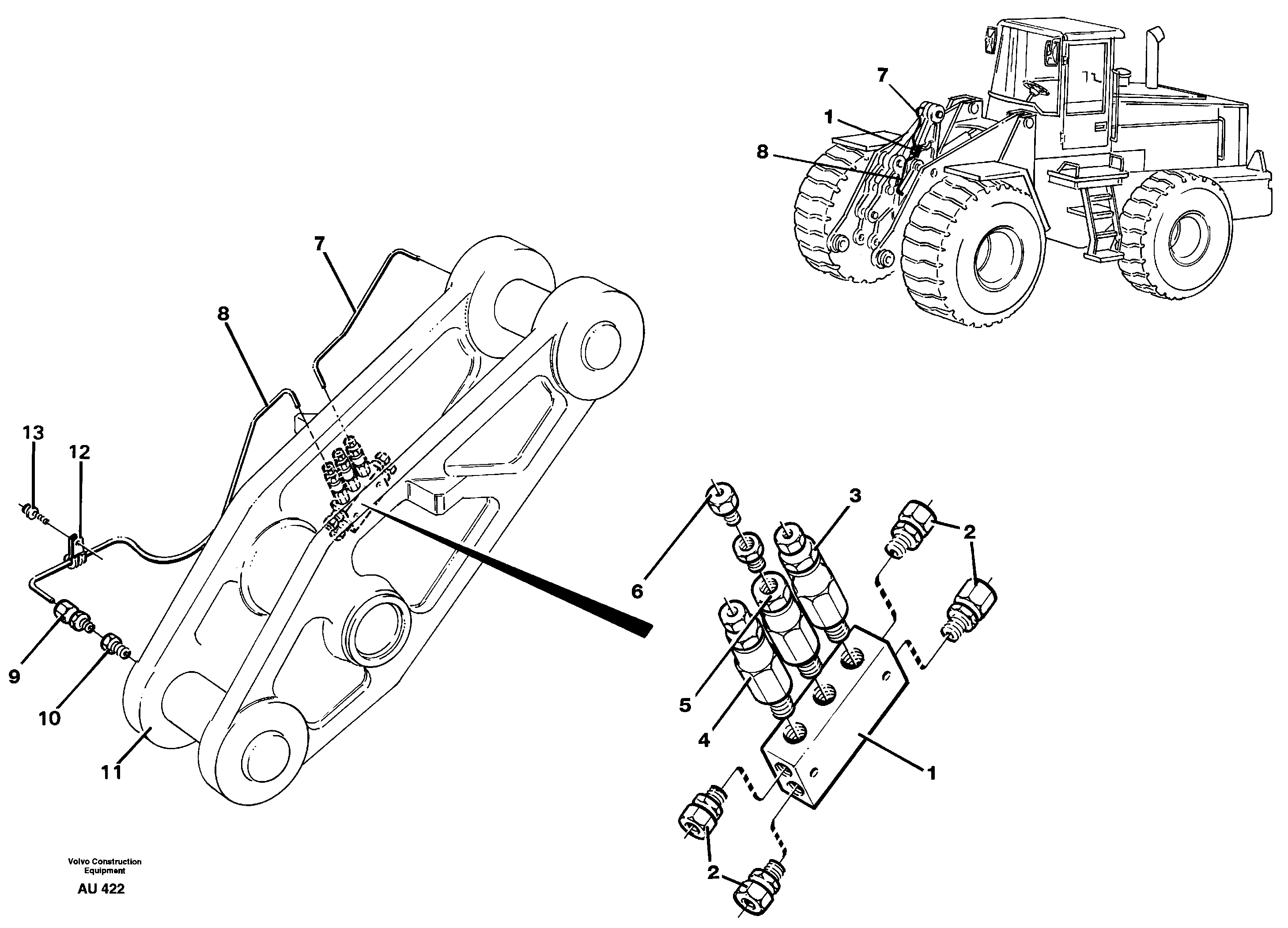 Схема запчастей Volvo L150C - 20743 Distribution block, B4 L150C S/N 2768-SWE, 60701-USA