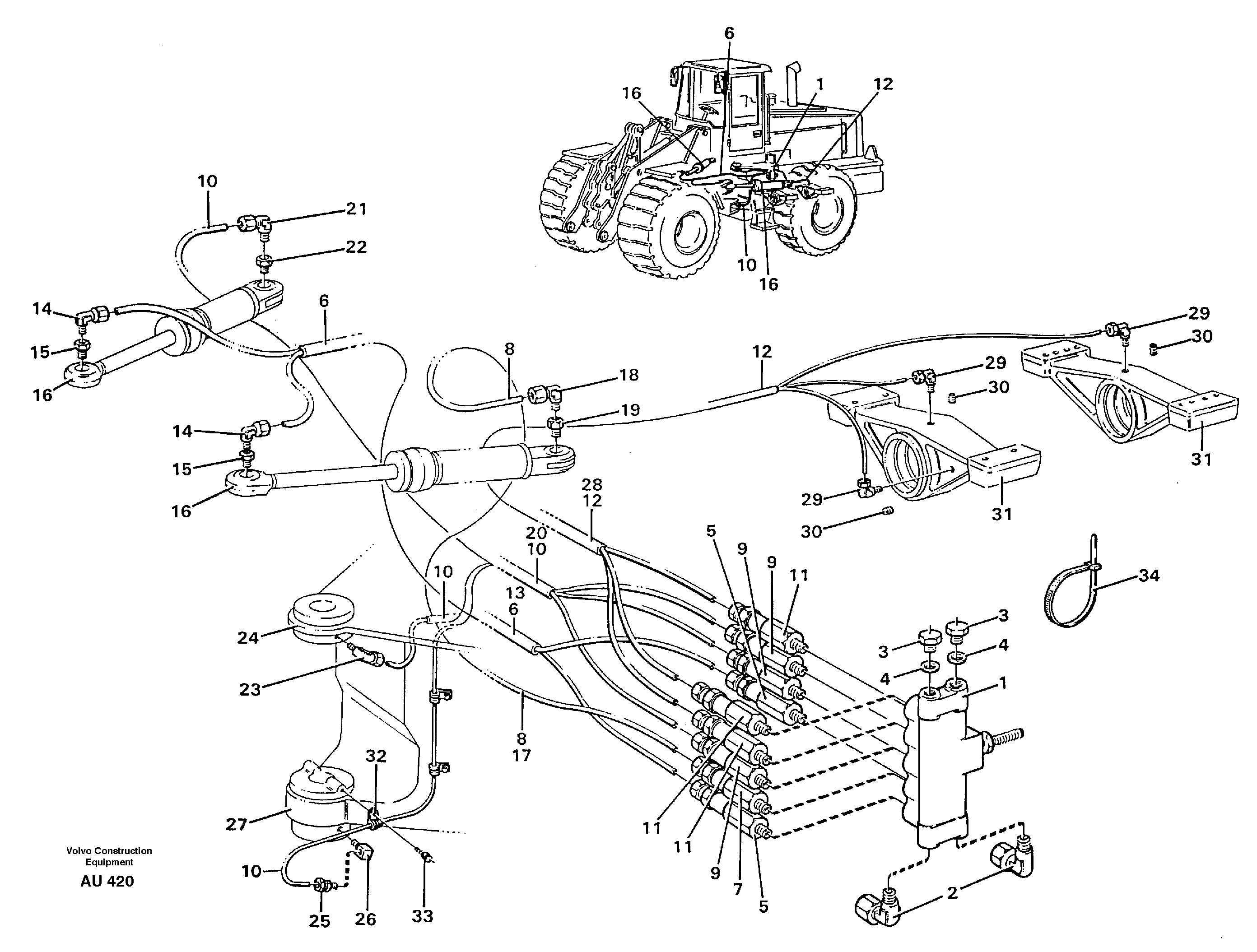 Схема запчастей Volvo L150C - 69782 Distribution block, B1 L150C S/N 2768-SWE, 60701-USA