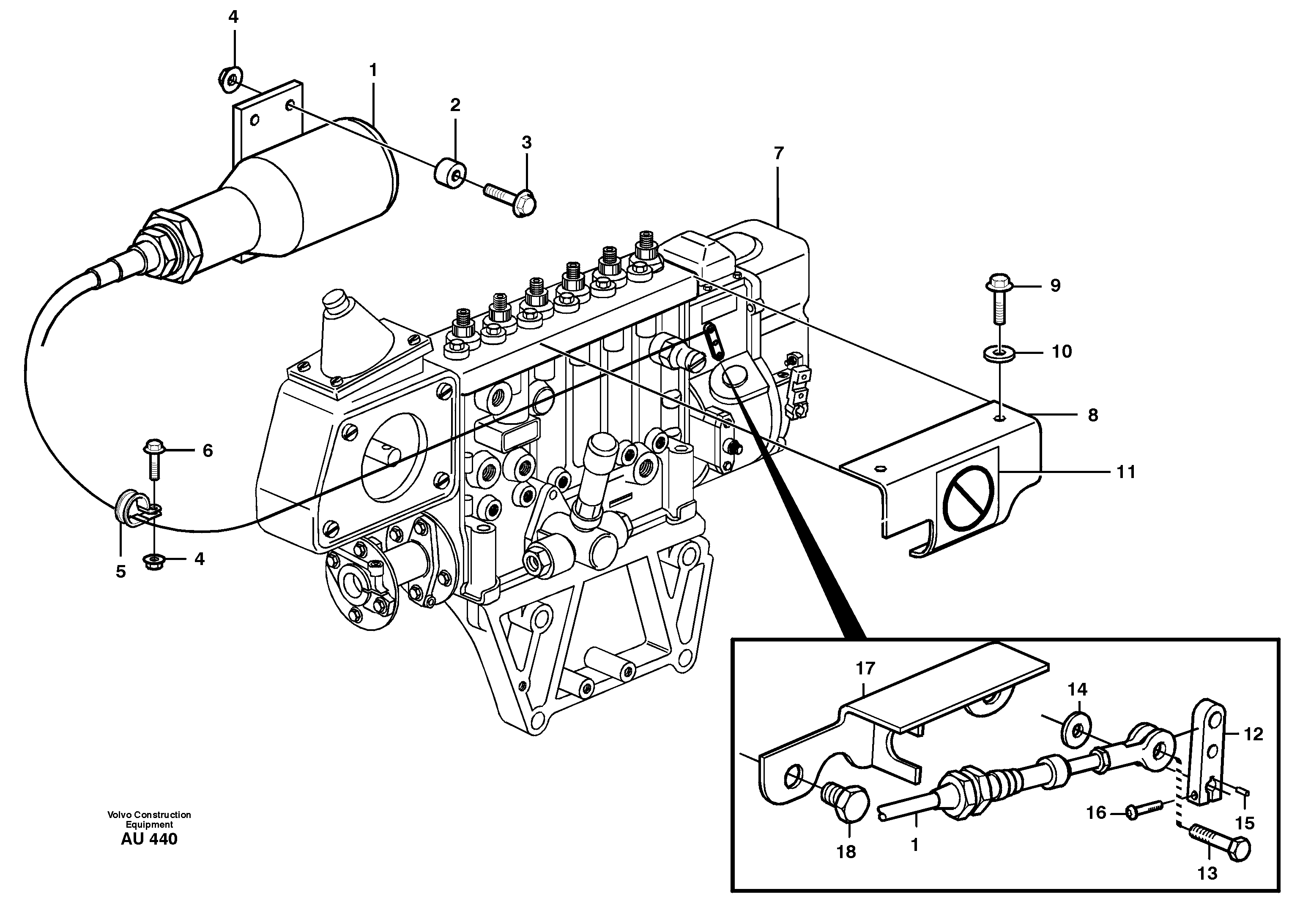 Схема запчастей Volvo L150C - 89927 Stop control L150C S/N 2768-SWE, 60701-USA