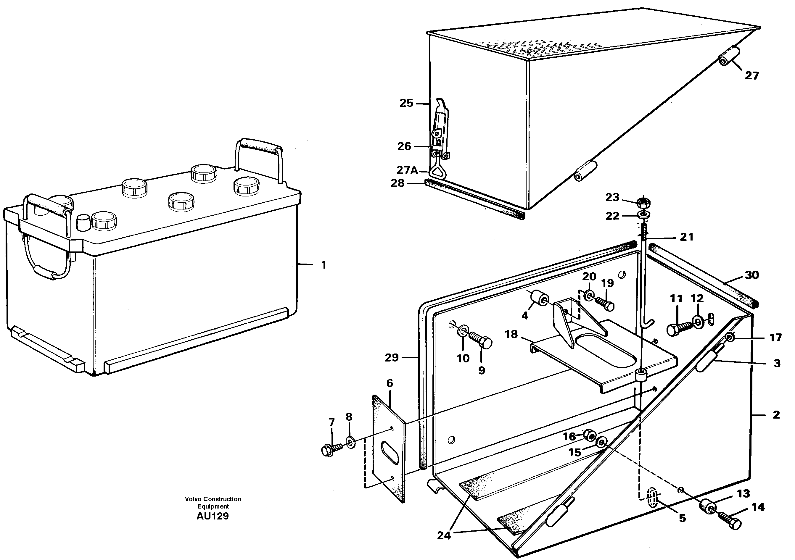 Схема запчастей Volvo L150C - 81873 Battery box with fitting parts L150C S/N 2768-SWE, 60701-USA