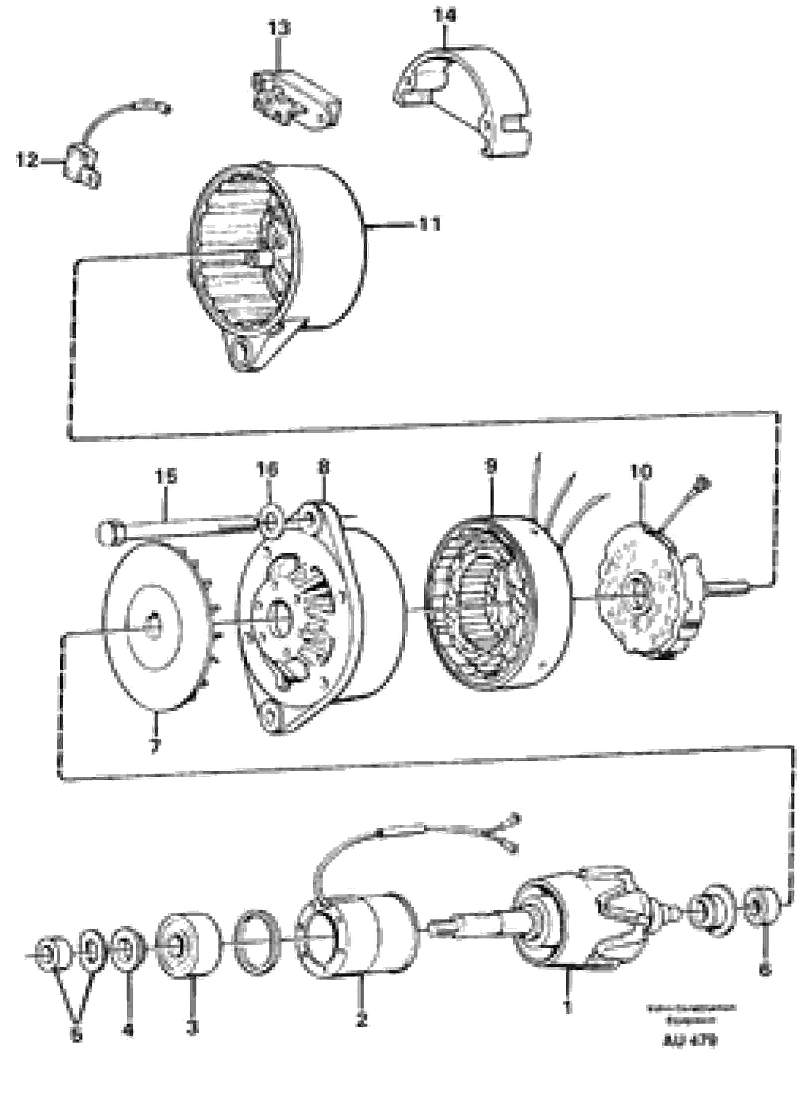 Схема запчастей Volvo L150C - 10164 Alternator L150C S/N 2768-SWE, 60701-USA