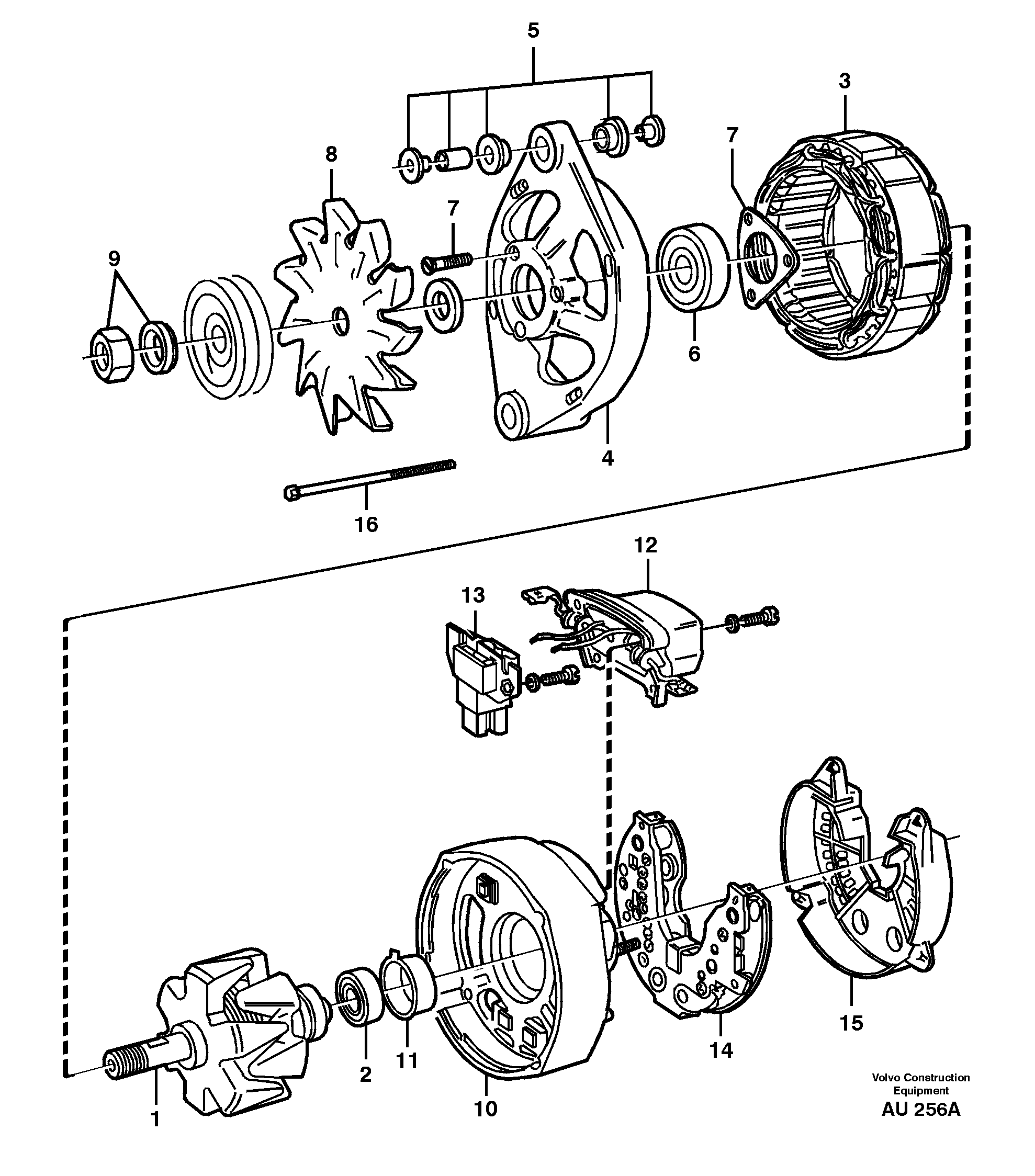 Схема запчастей Volvo L150C - 25871 Alternator L150C S/N 2768-SWE, 60701-USA