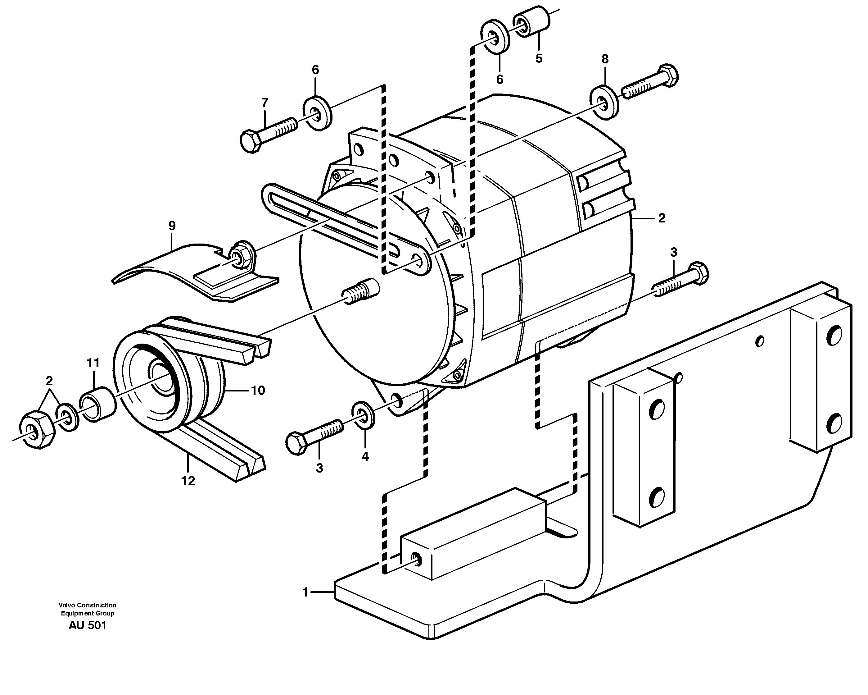 Схема запчастей Volvo L150C - 29751 Alternator with fitting parts, 100A L150C S/N 2768-SWE, 60701-USA