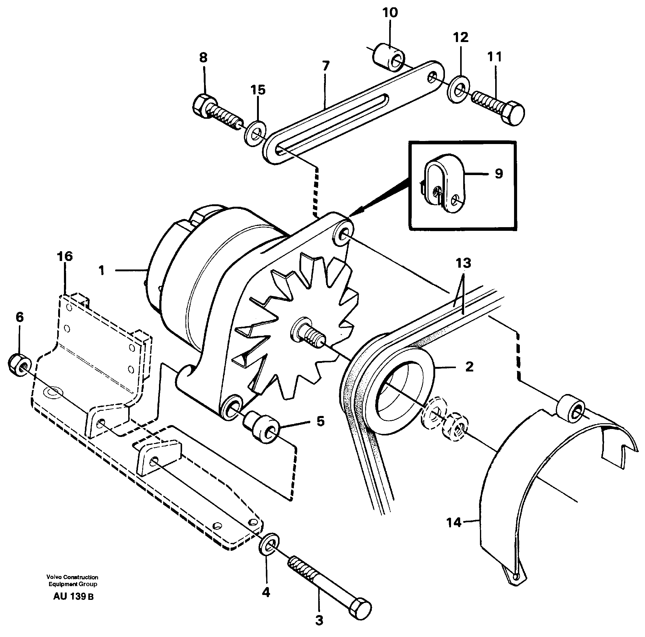 Схема запчастей Volvo L150C - 34574 Alternator with assembling details L150C S/N 2768-SWE, 60701-USA