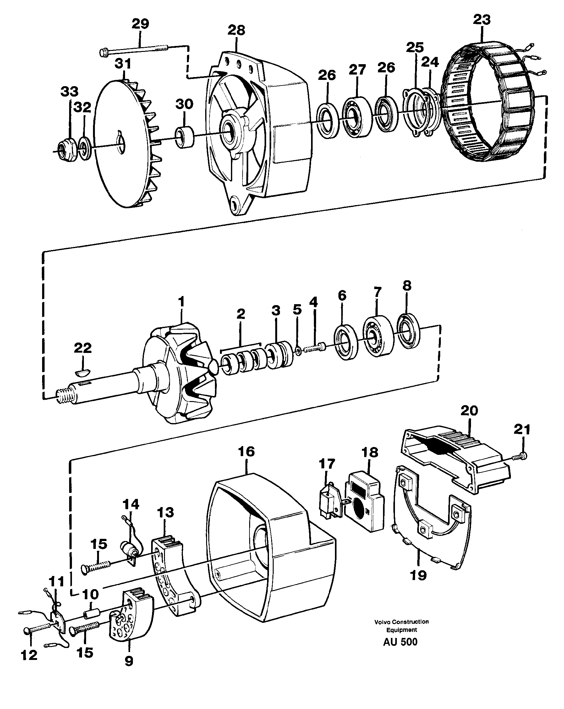 Схема запчастей Volvo L150C - 76122 Alternator L150C S/N 2768-SWE, 60701-USA