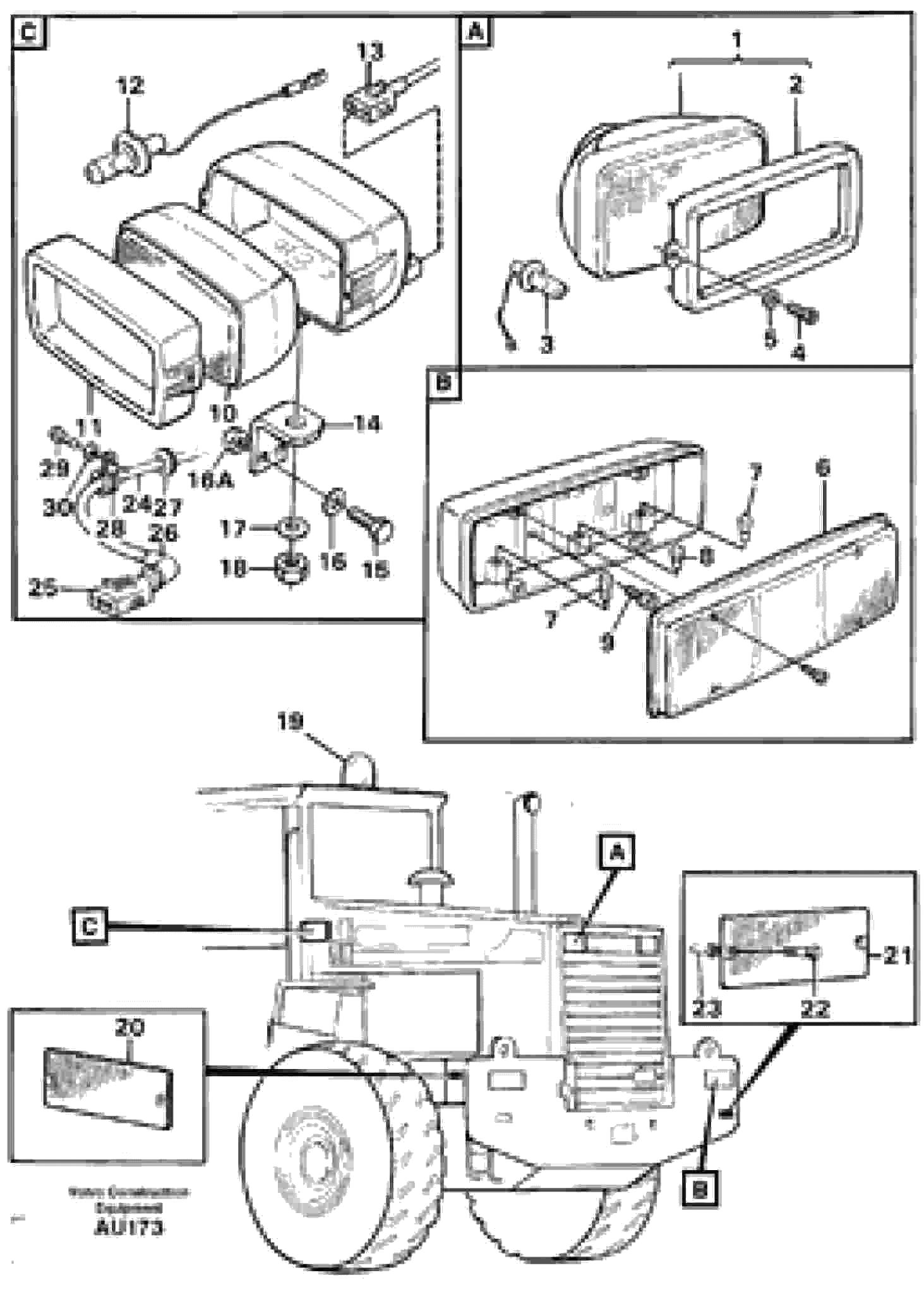 Схема запчастей Volvo L150C - 24756 Lighting, rear L150C S/N 2768-SWE, 60701-USA